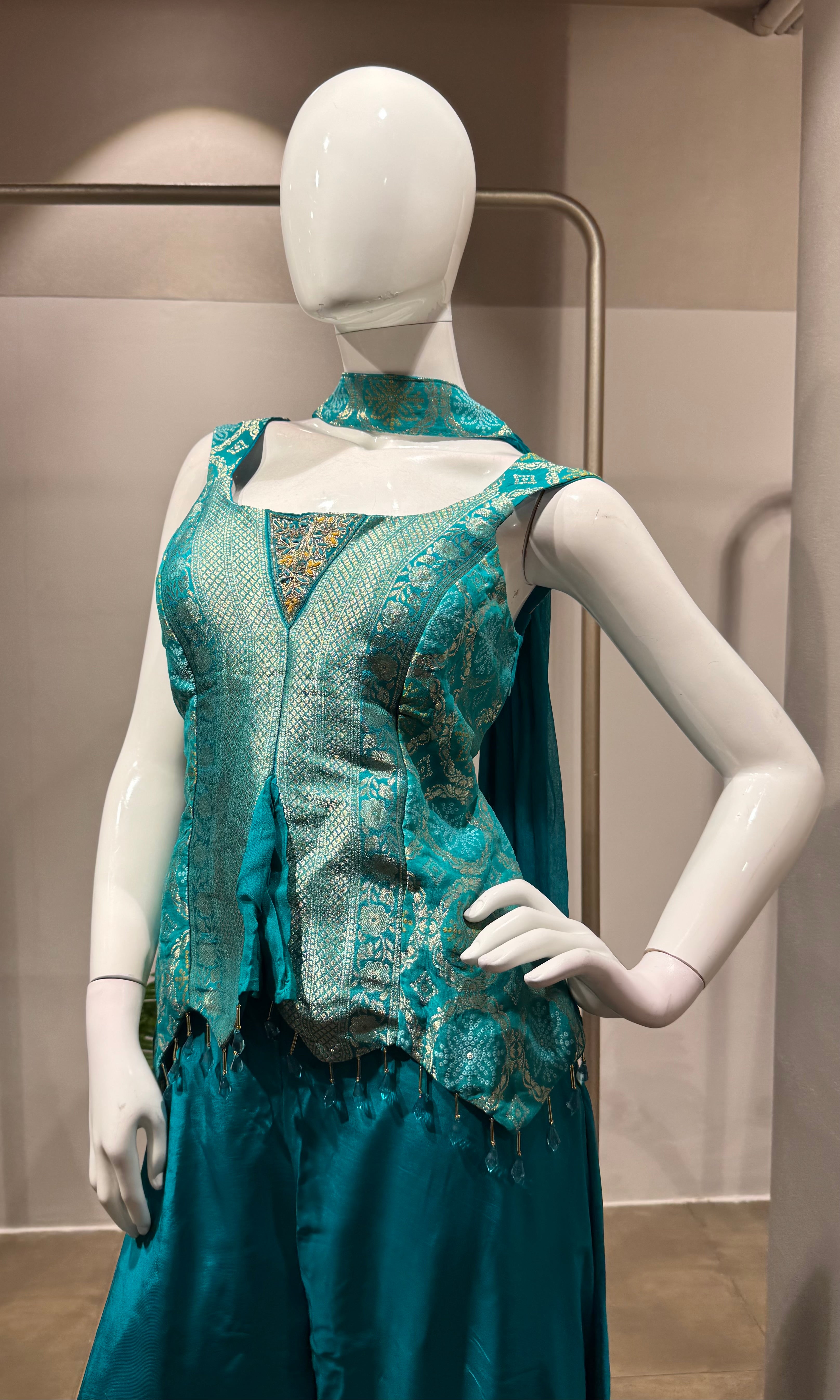RAMA TISSUE CORSET BLOUSE WITH PALAZZO SET