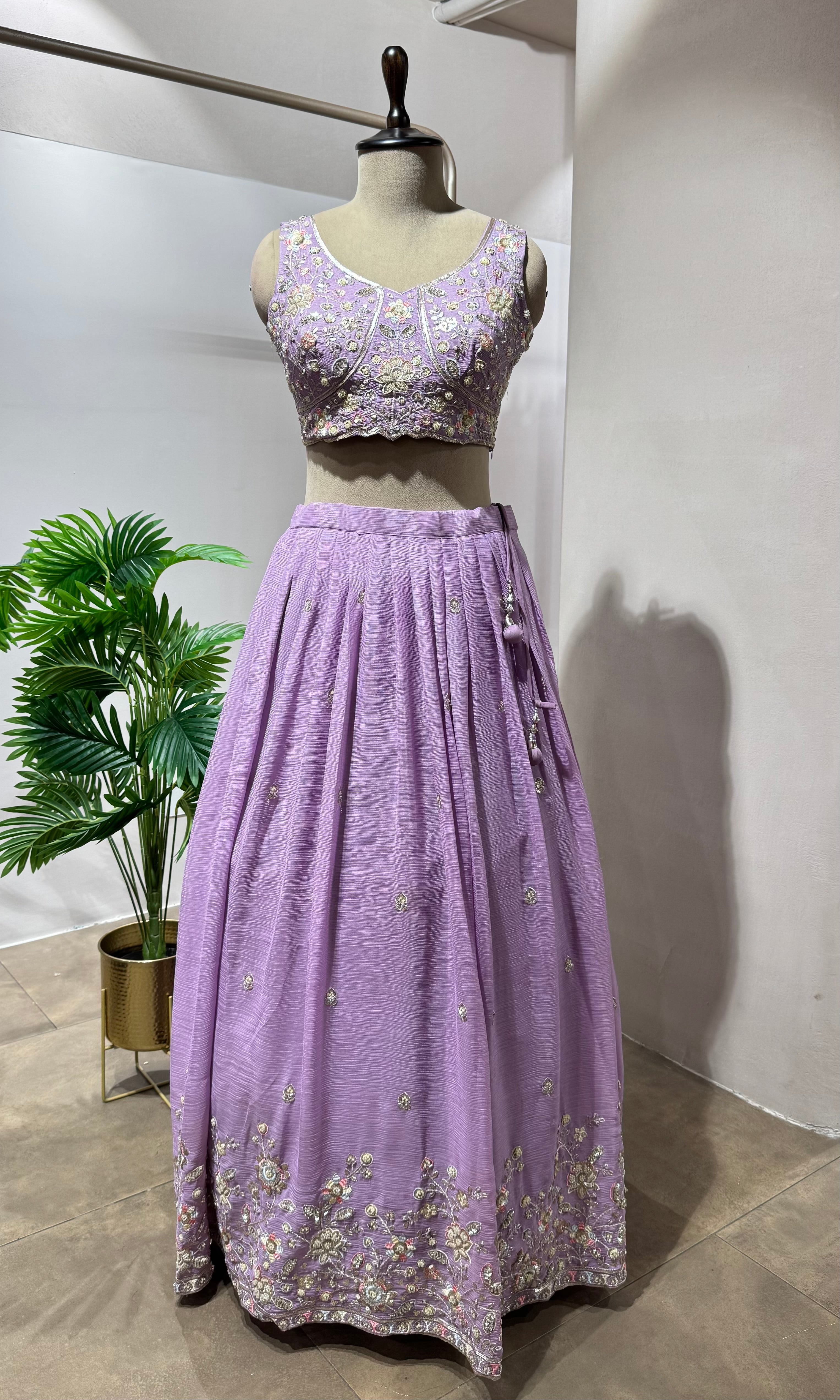 LAVENDER FLORAL EMBROIDERED LEHENGA