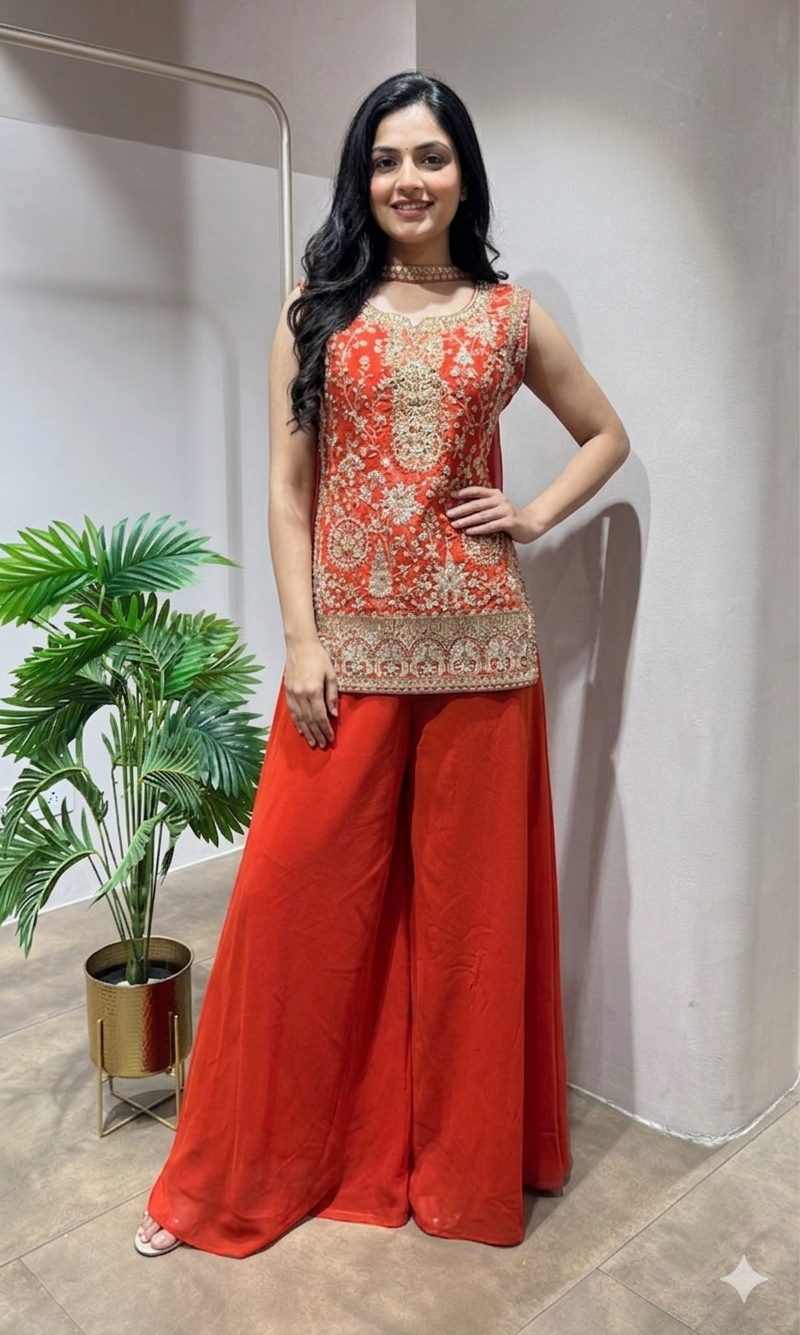 ORANGE EMBROIDERY PALAZZO