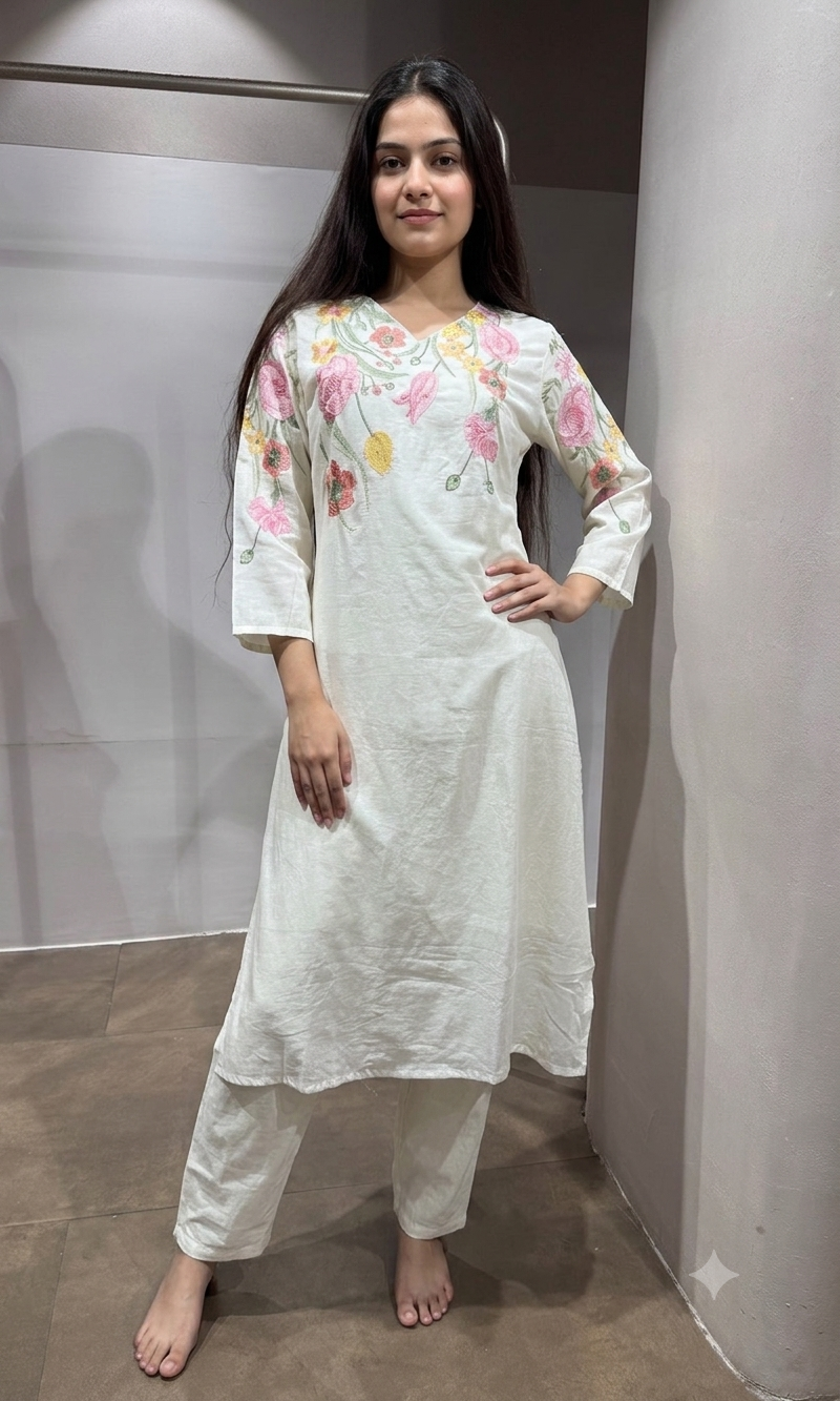 White Embroidered Kurta Set with Dupatta