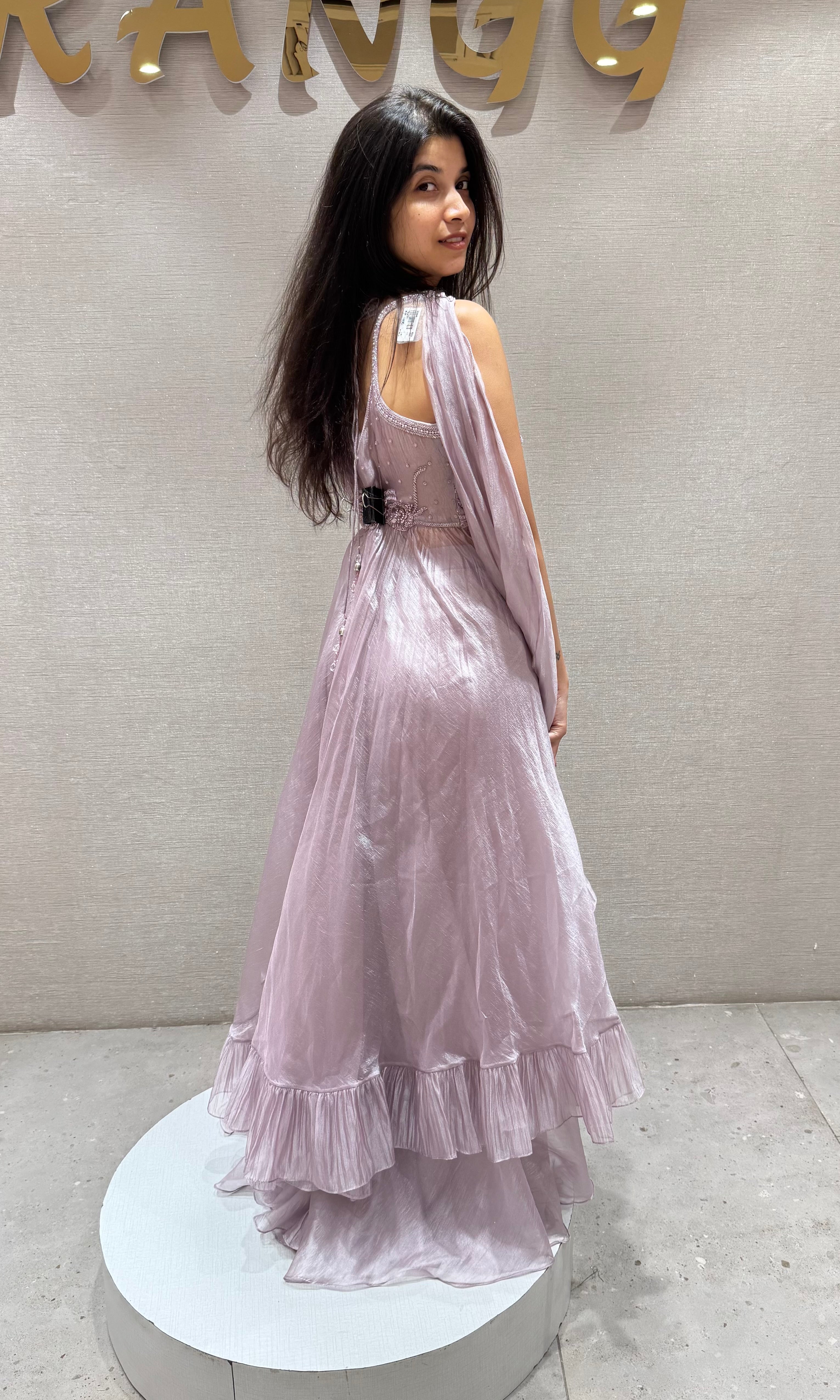 Lilac EMBROIDERED peplum Palazzo set