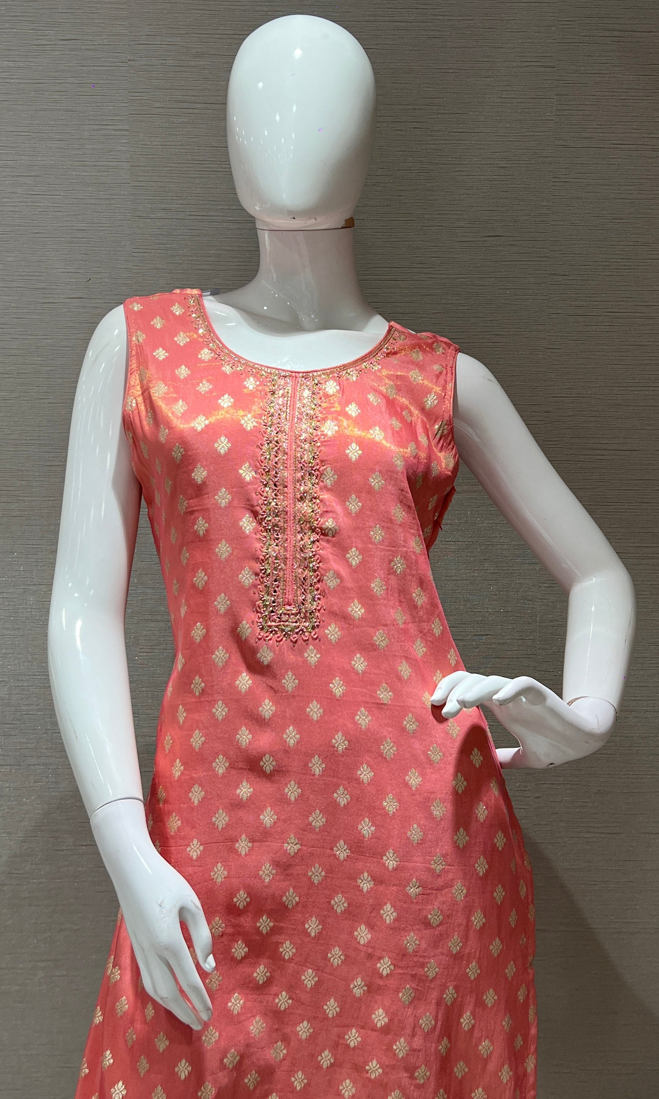 Peach BANARASI EMBROIDERED kurta set