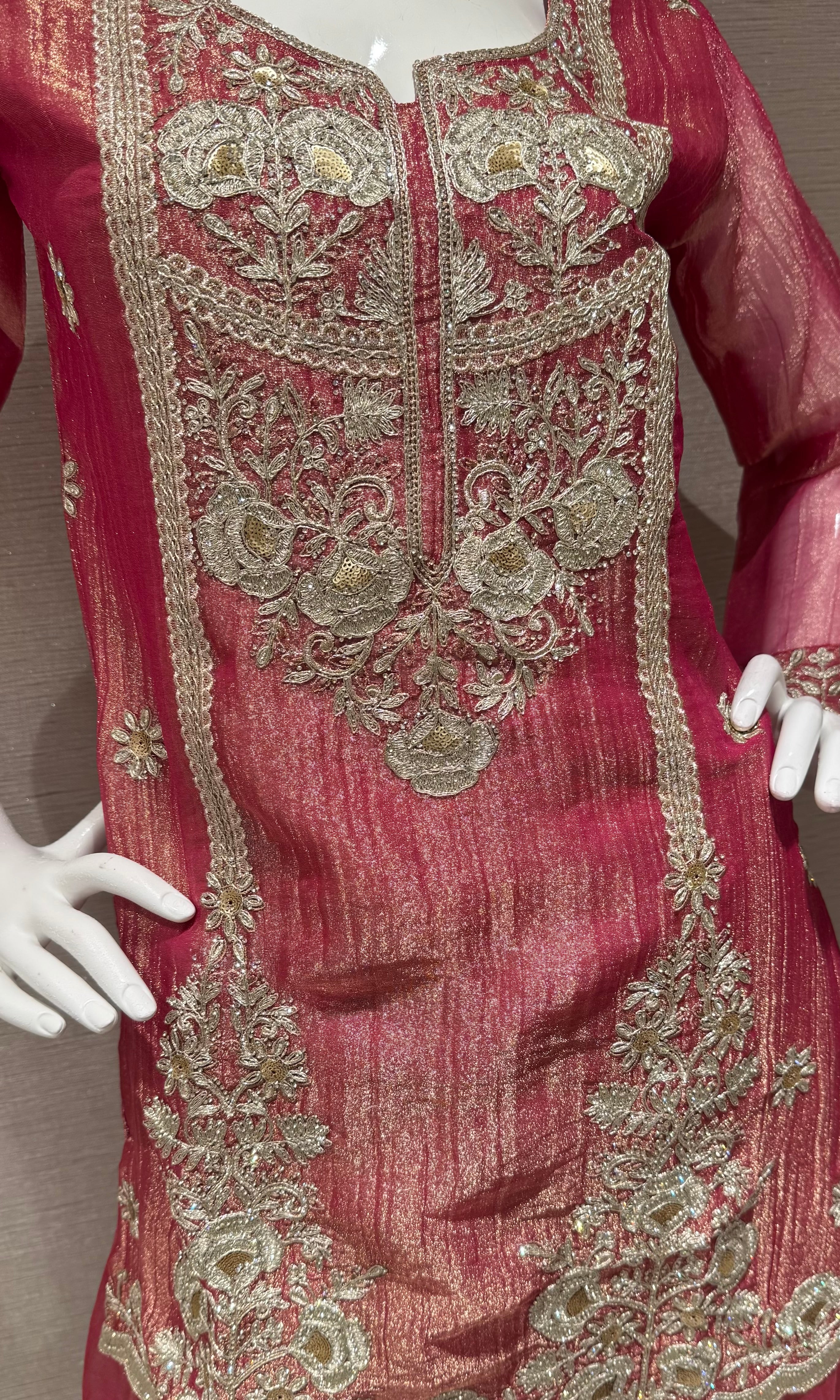 Light pink embroidered sharara set with sheer dupatta