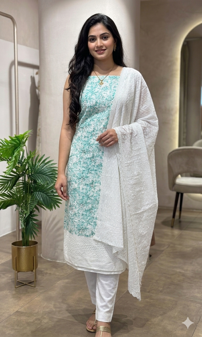 BLUE Embroidered DRESS MATERIAL