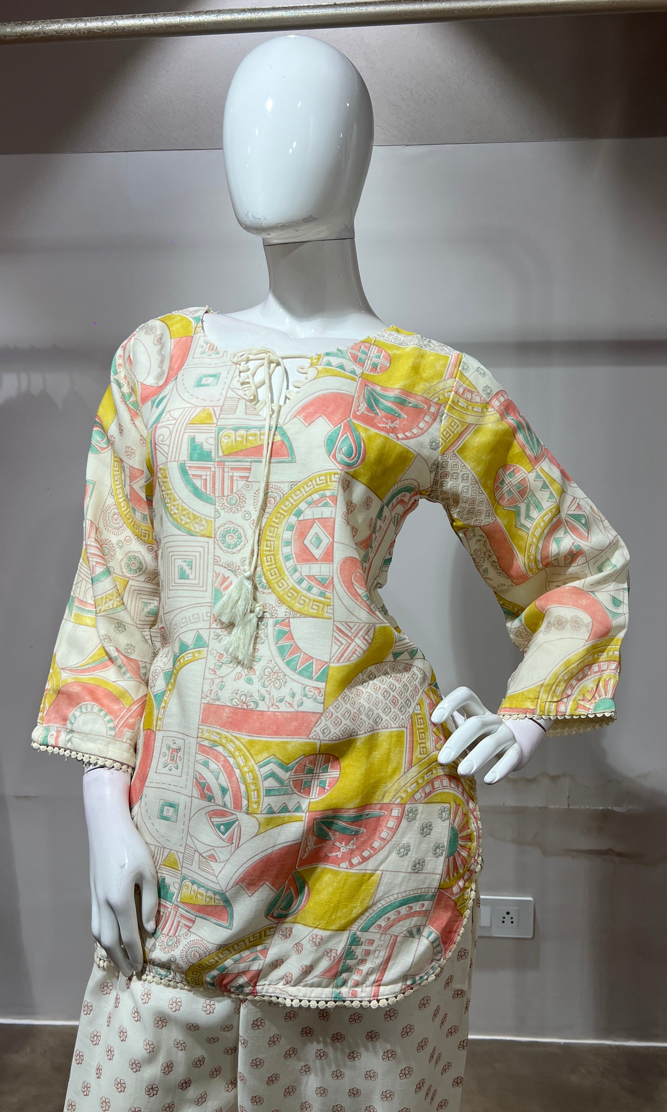 Yellow Pastel Floral Printed Farsi salwar