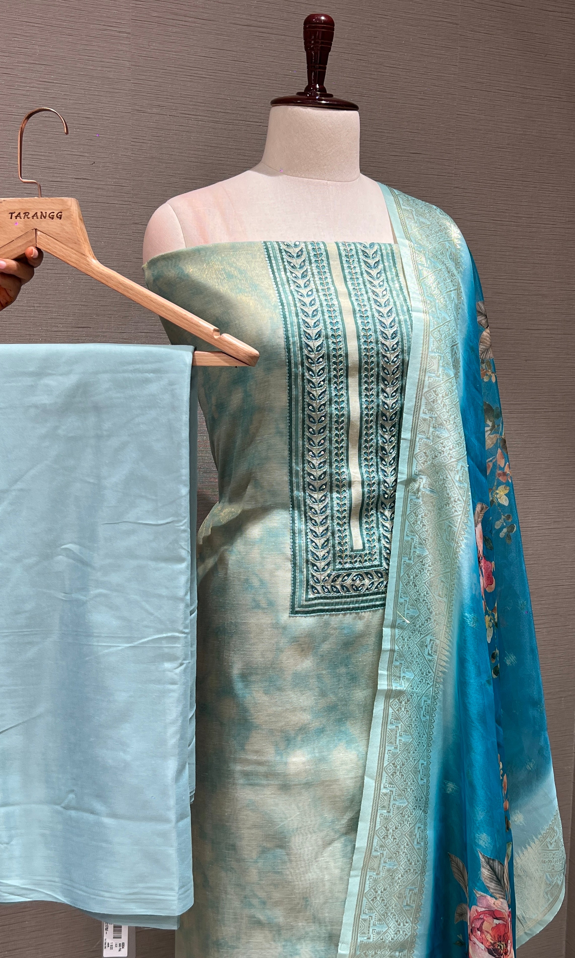 Light blue dress material