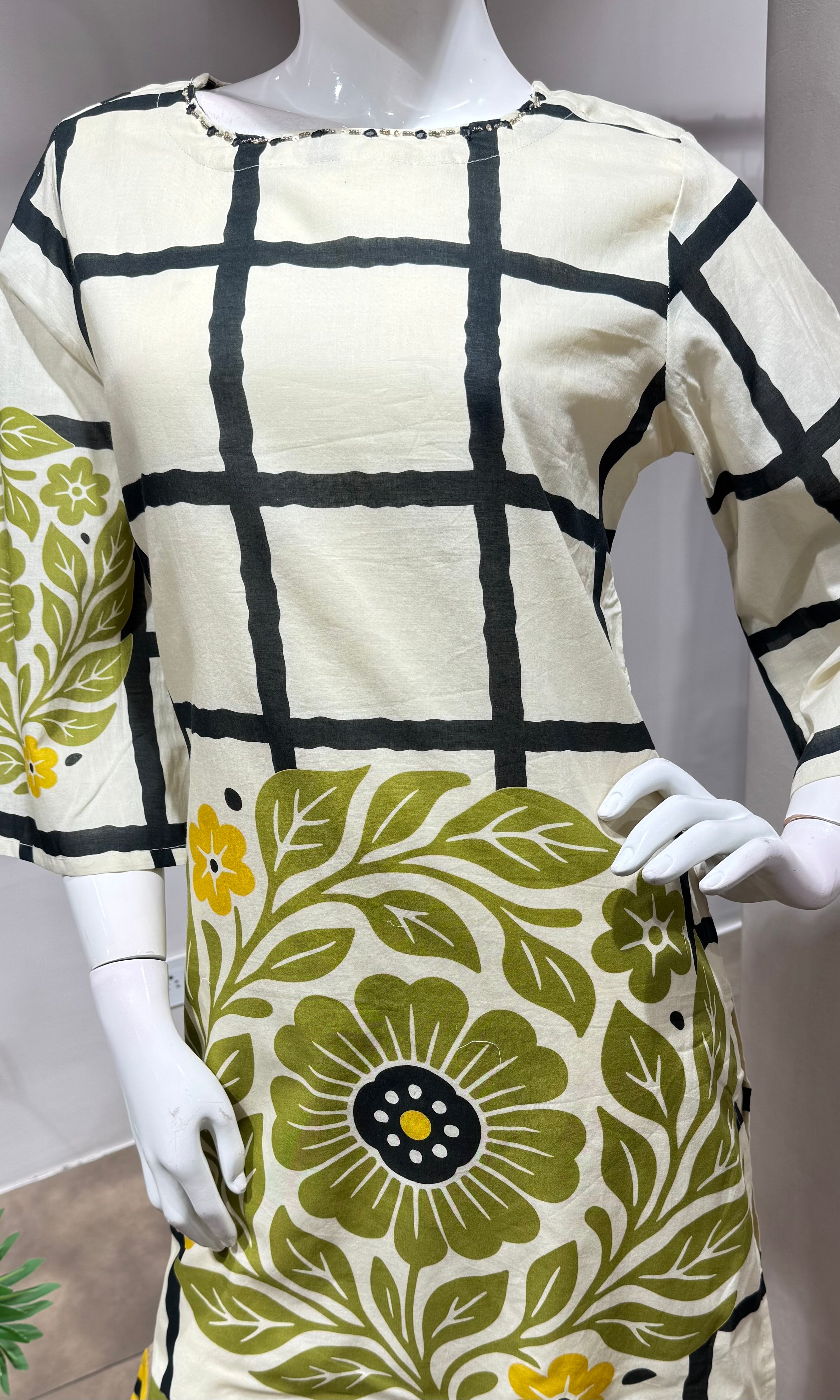 Green digital pattern kurti with pants