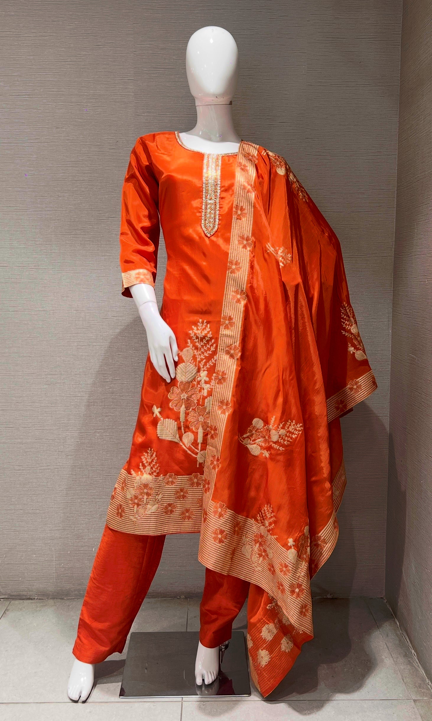 Orange GOLDEN ETHNIC PRINTED kurta set