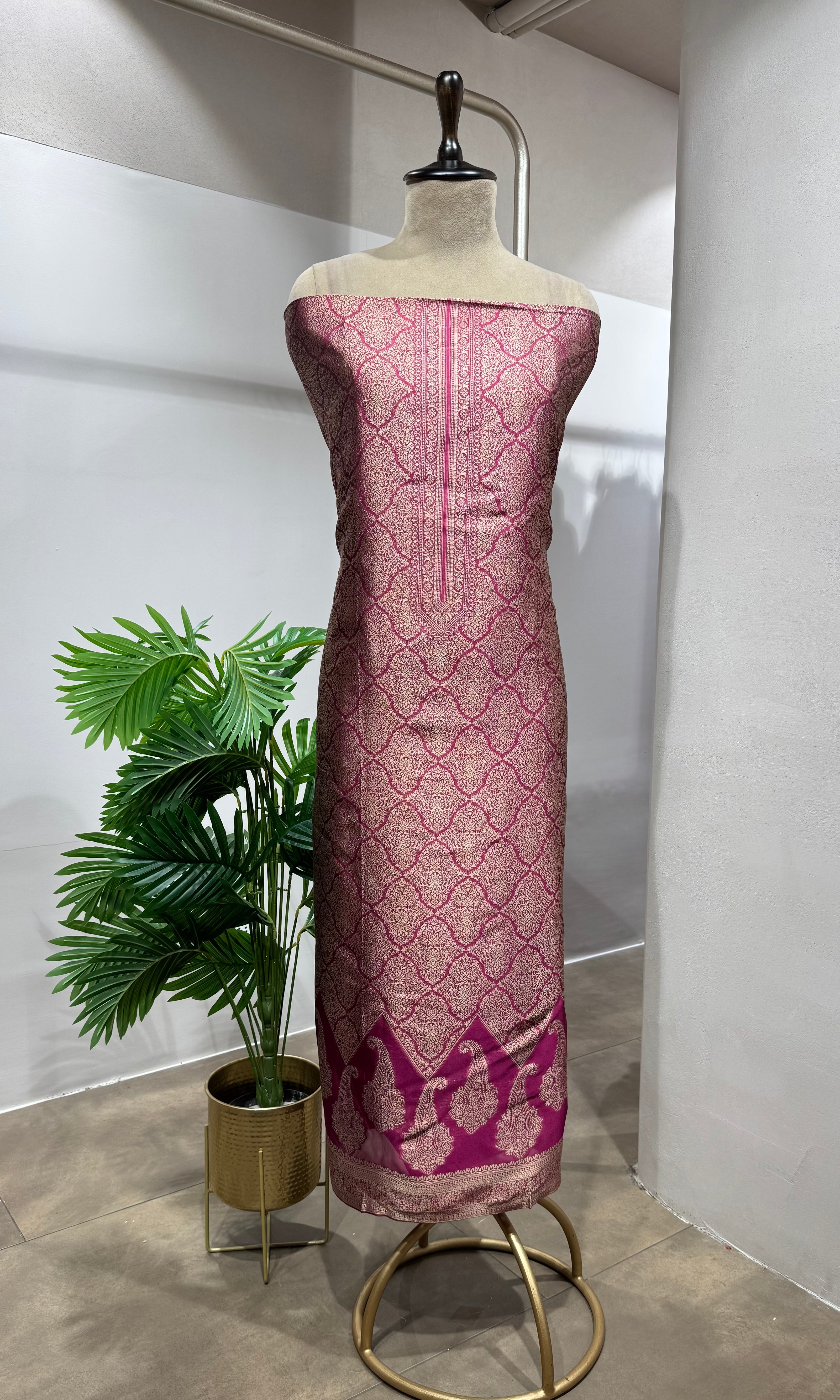 Pink Banarasi SILK DRESS MATERIAL