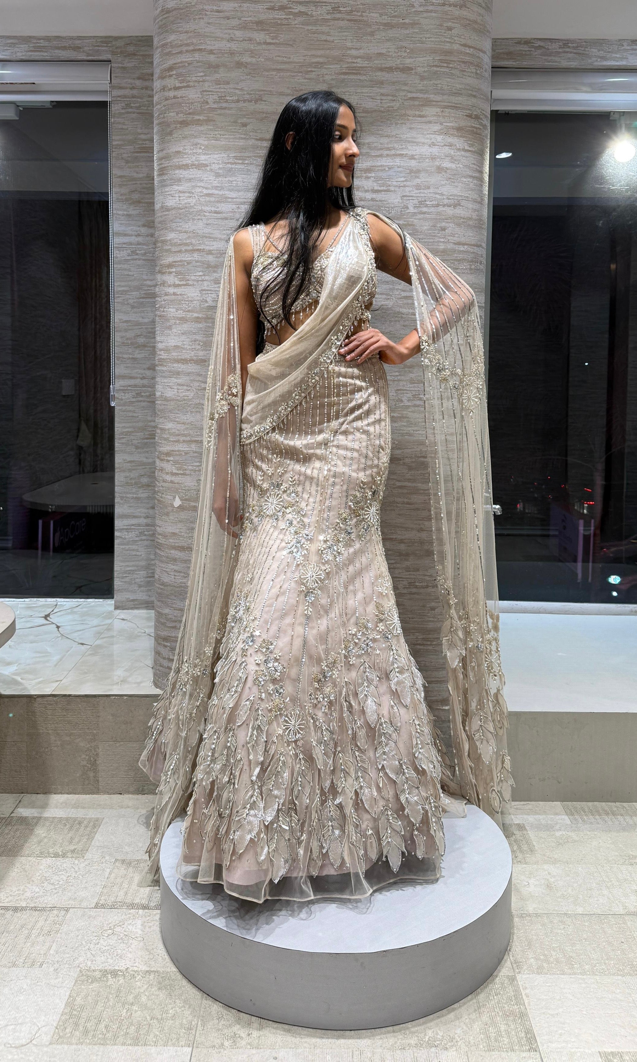 fawn Crystal Elegance Lehenga