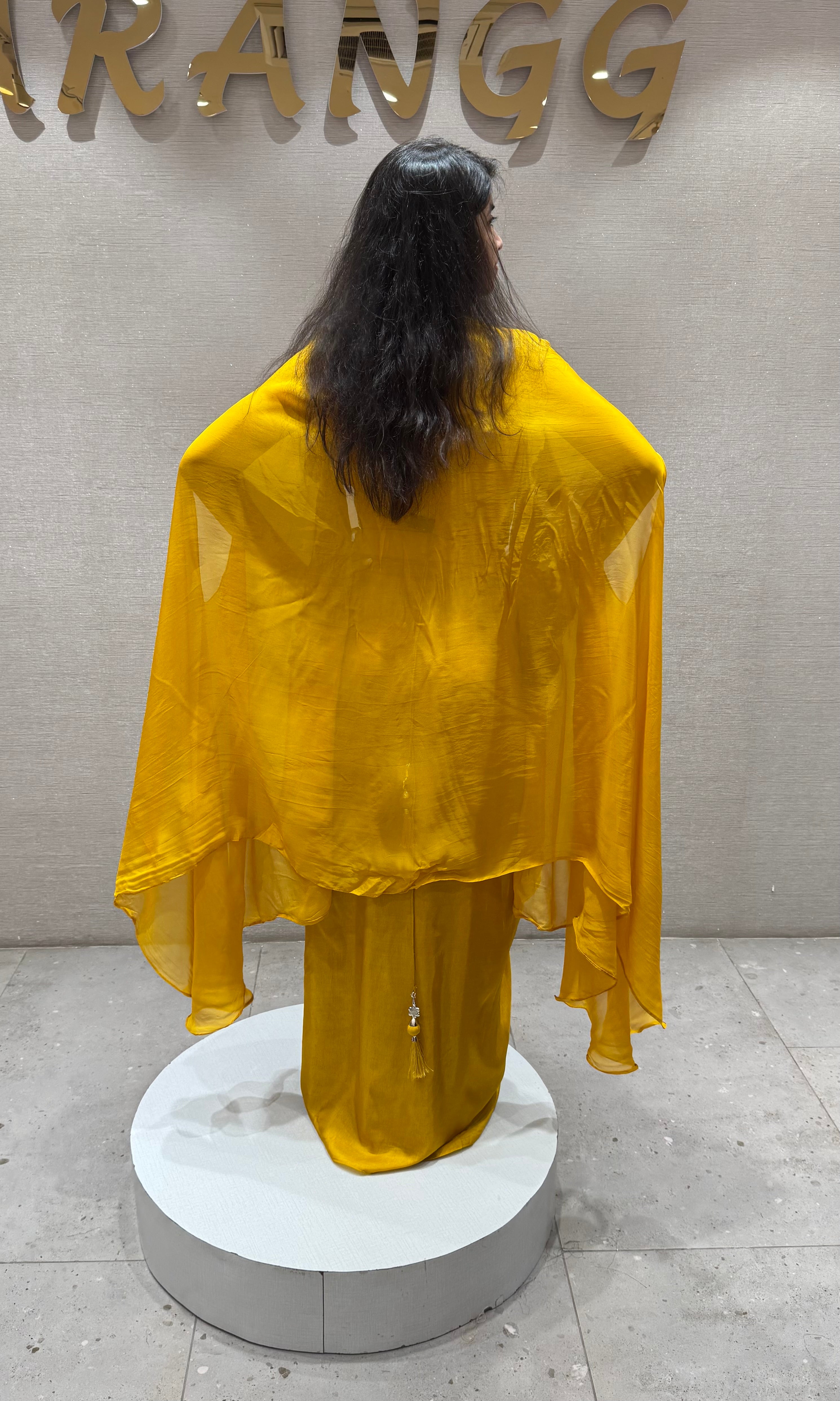 YELLOW Embroidered BLOUSE with SKIRT