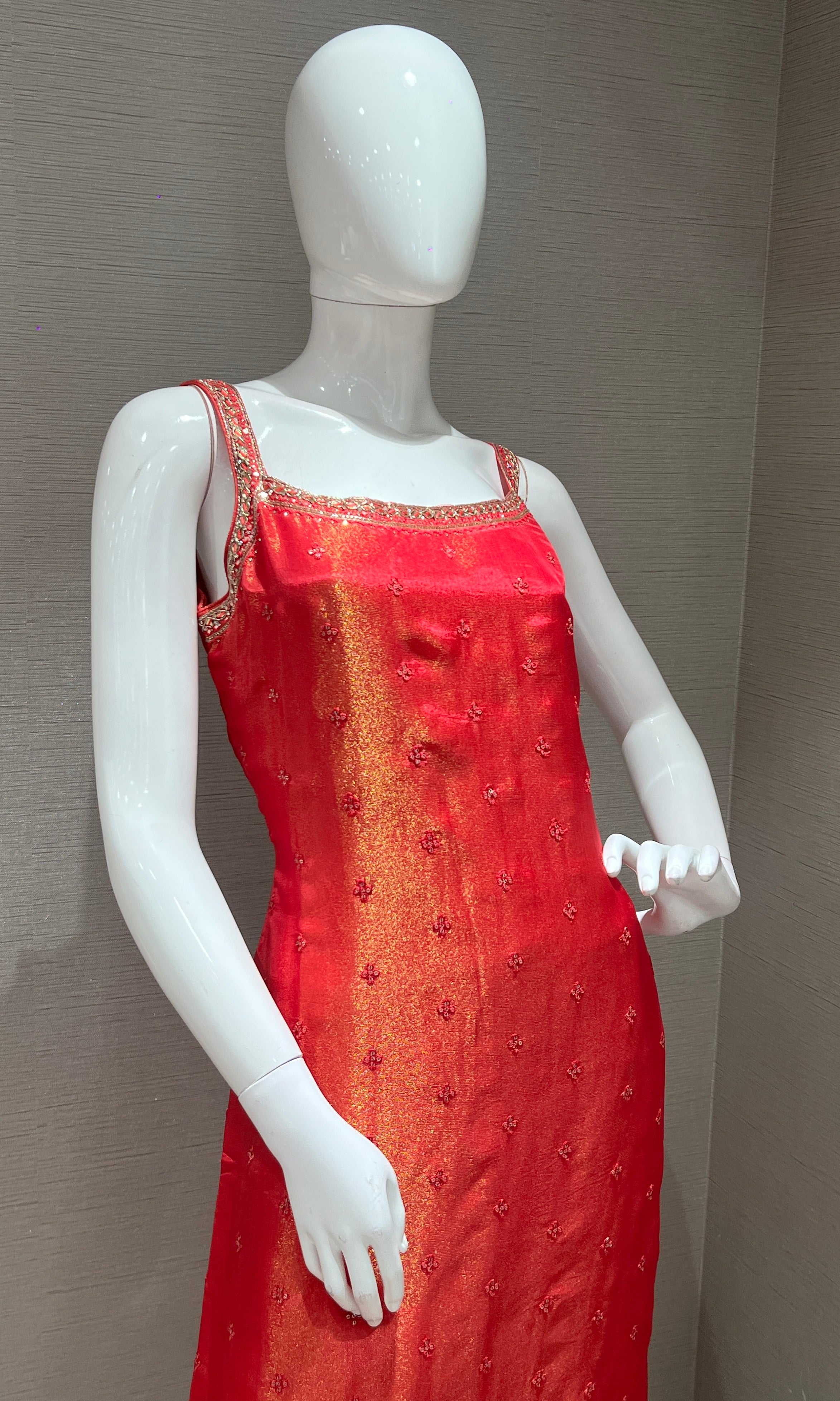 pink and gold Embellished kurta set