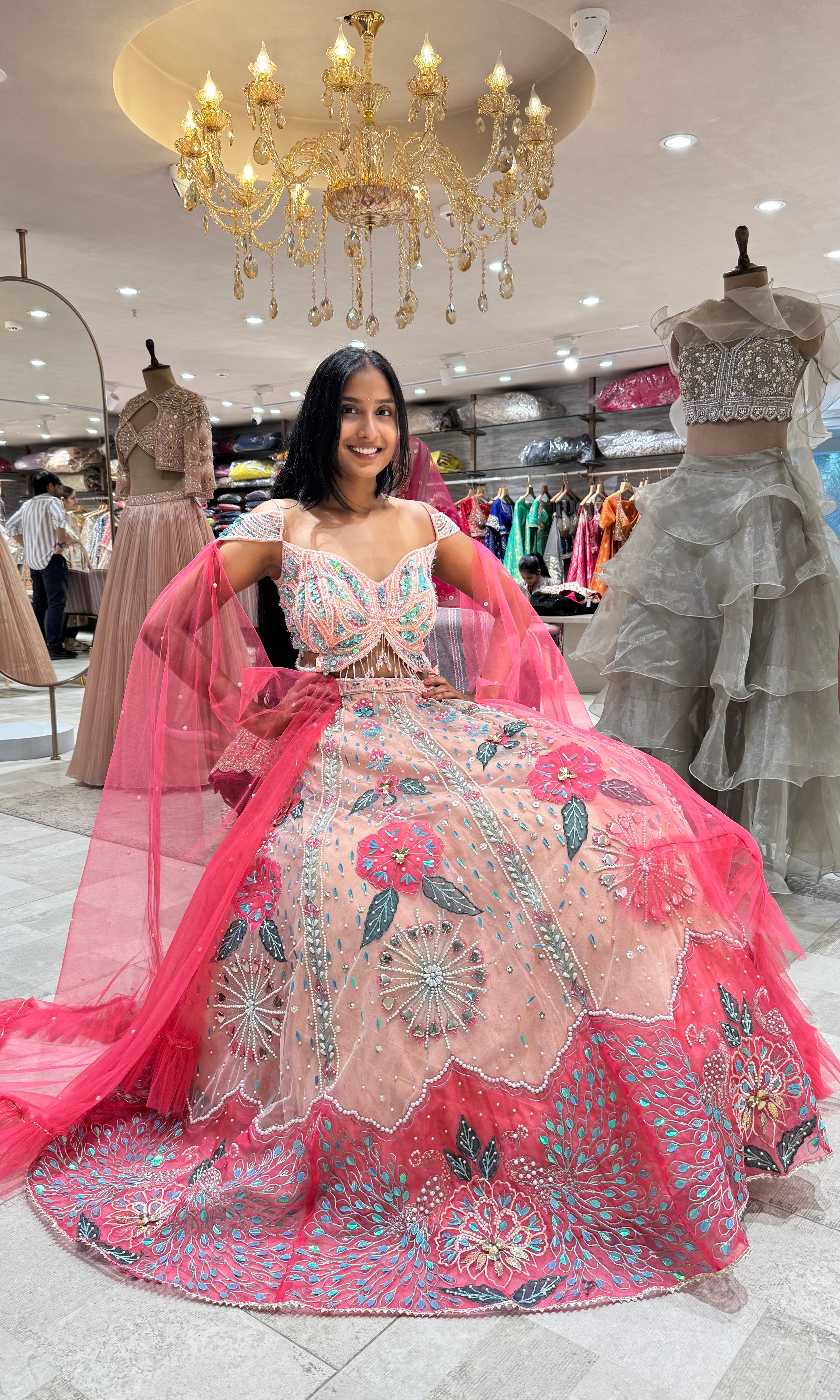 Peach BLOSSOM EMBROIDERED LEHENGA