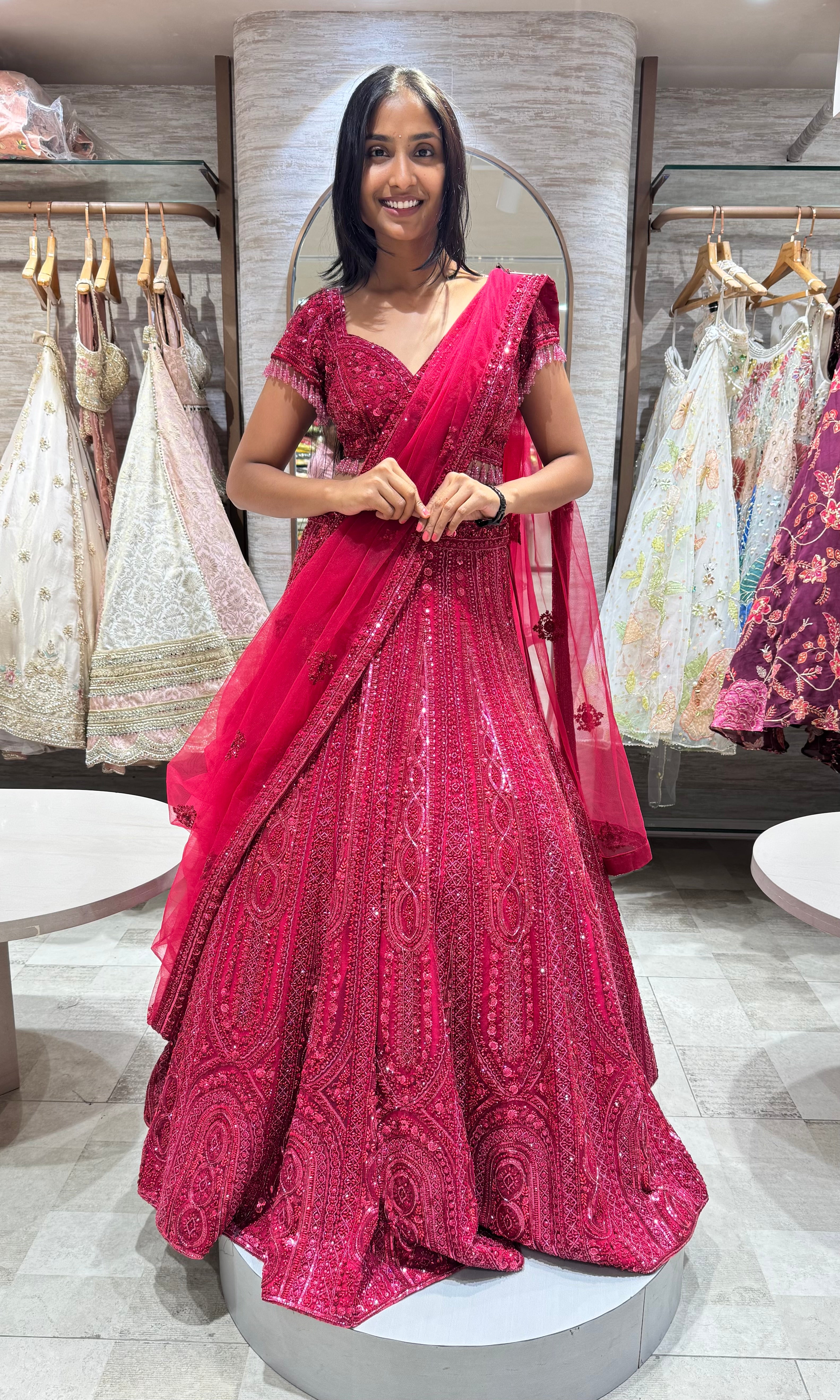CHERRY EMBELLISHED LEHENGA