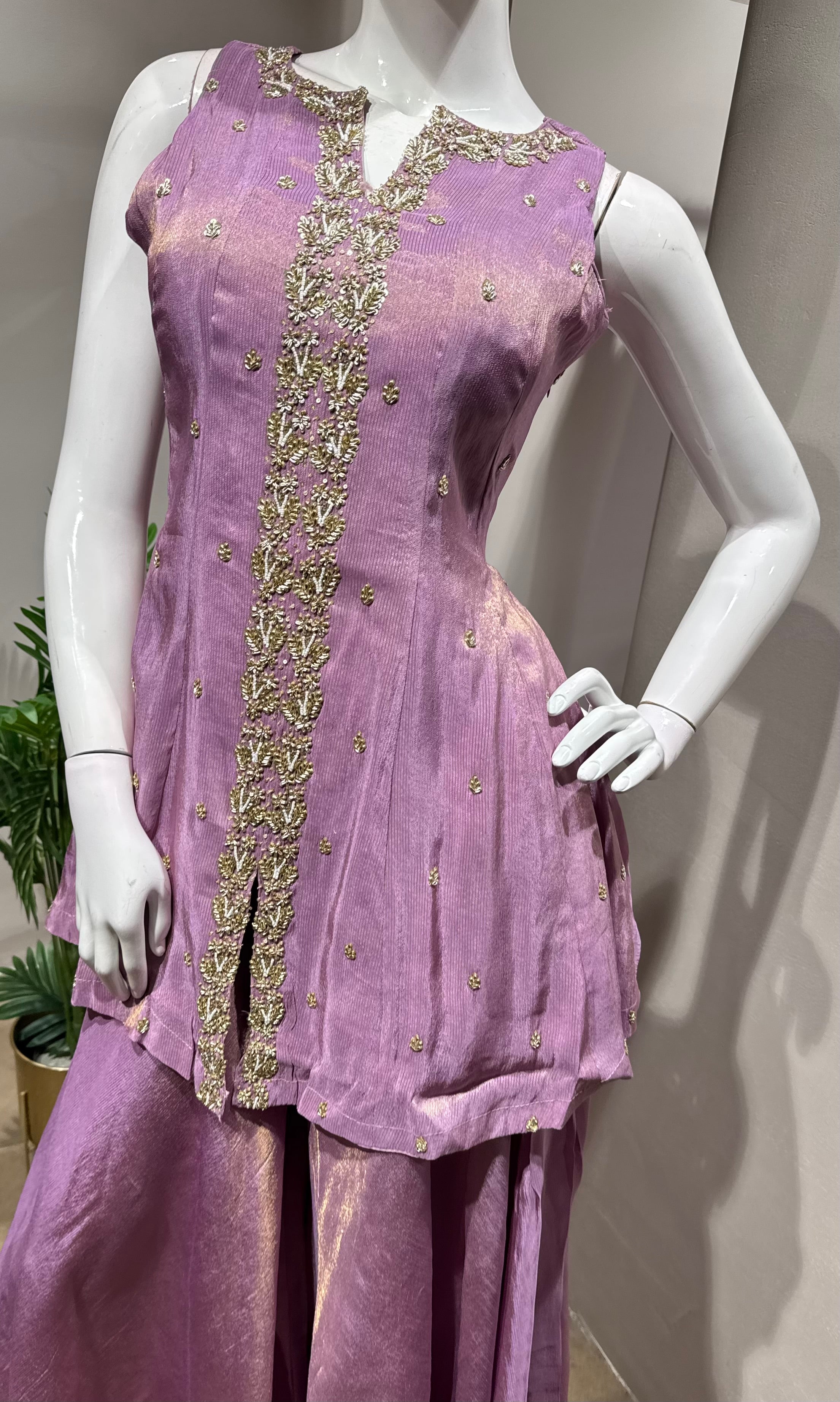 lavender shimmer elegant palazzo set
