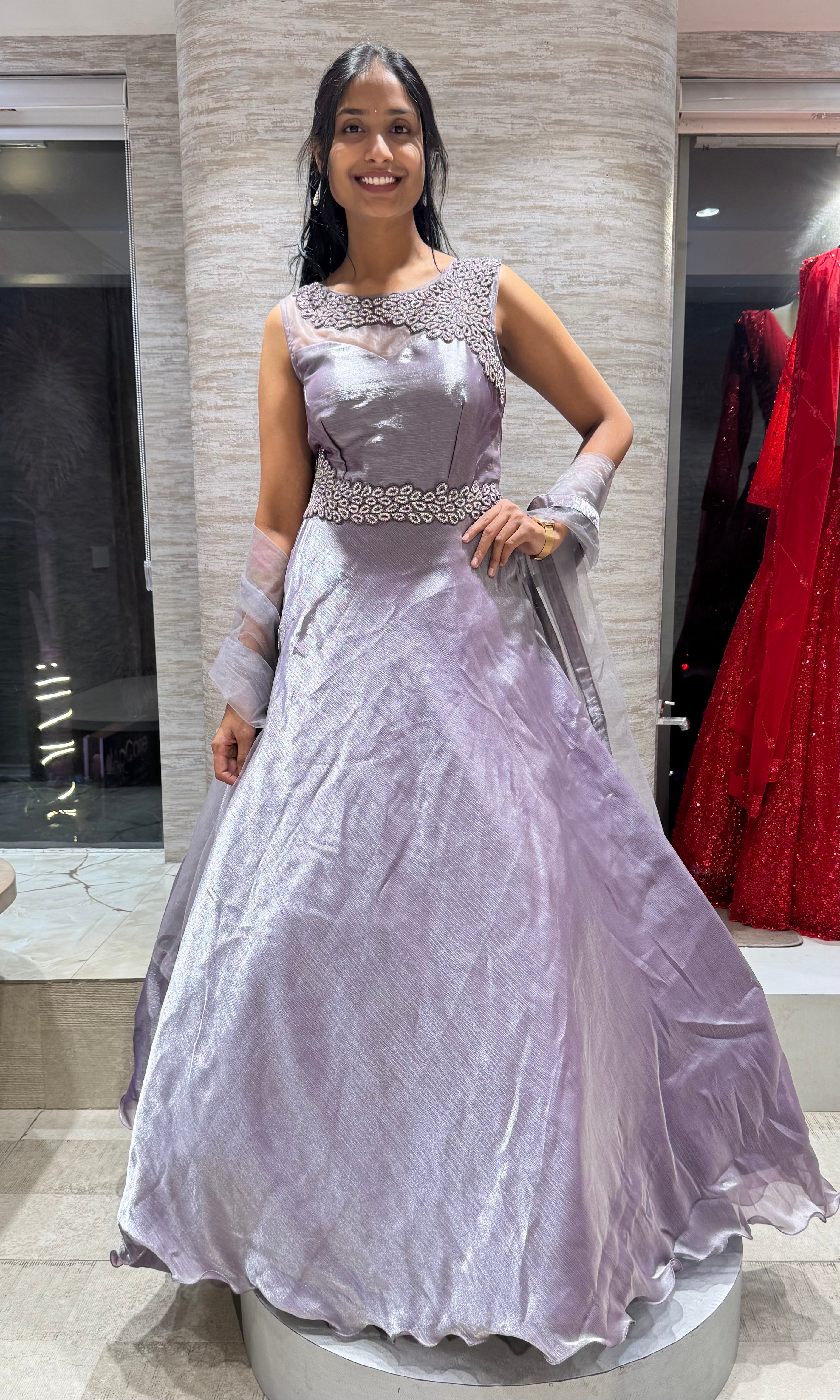 LIGHT purple shimmer organza gown