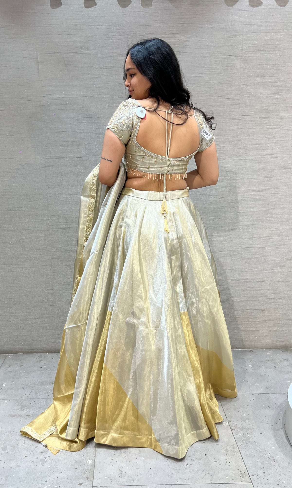 Metallic Gold Silver Embroidered Lehenga Choli Set