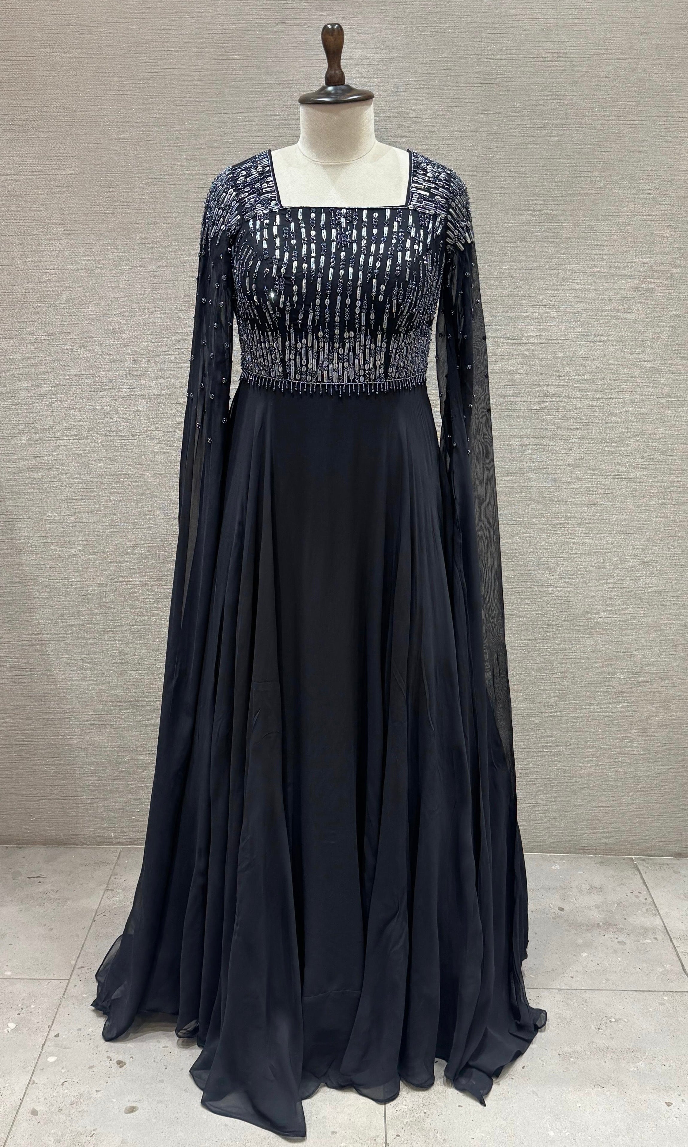 Black long dress with butterfly sleeves