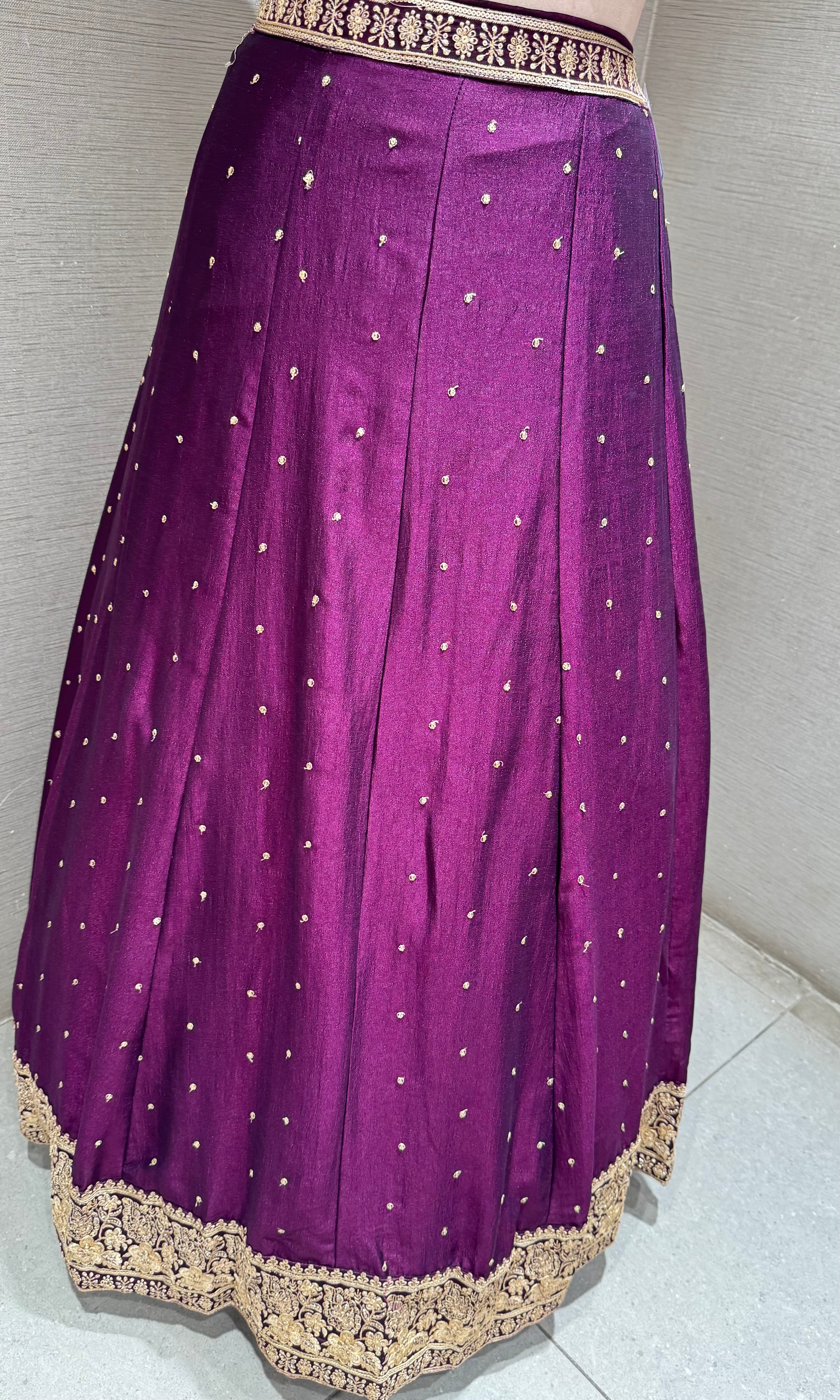 Wine Embroidered Lehenga Choli Set
