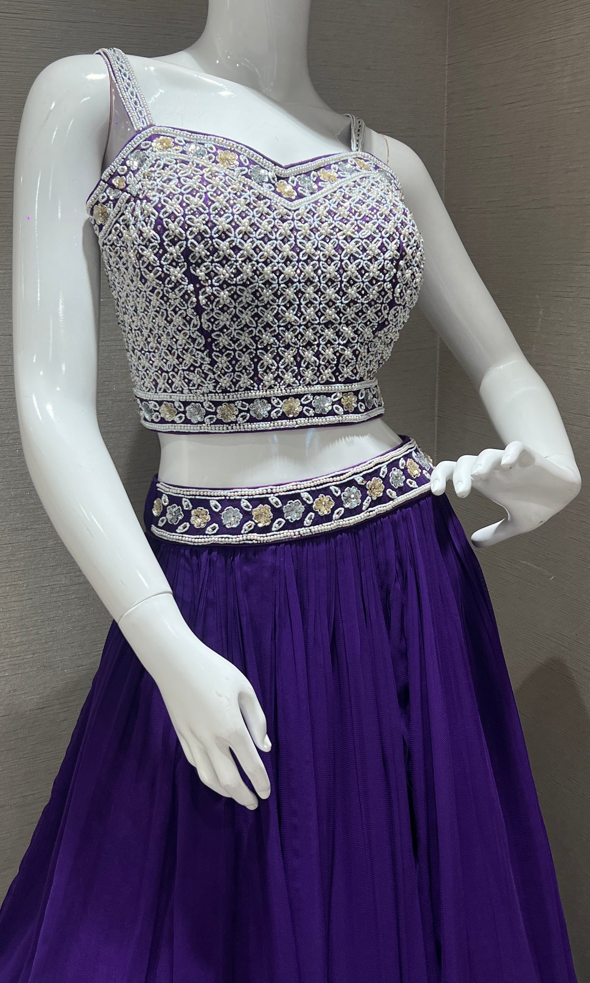 purple Lehenga with Sequin Blouse