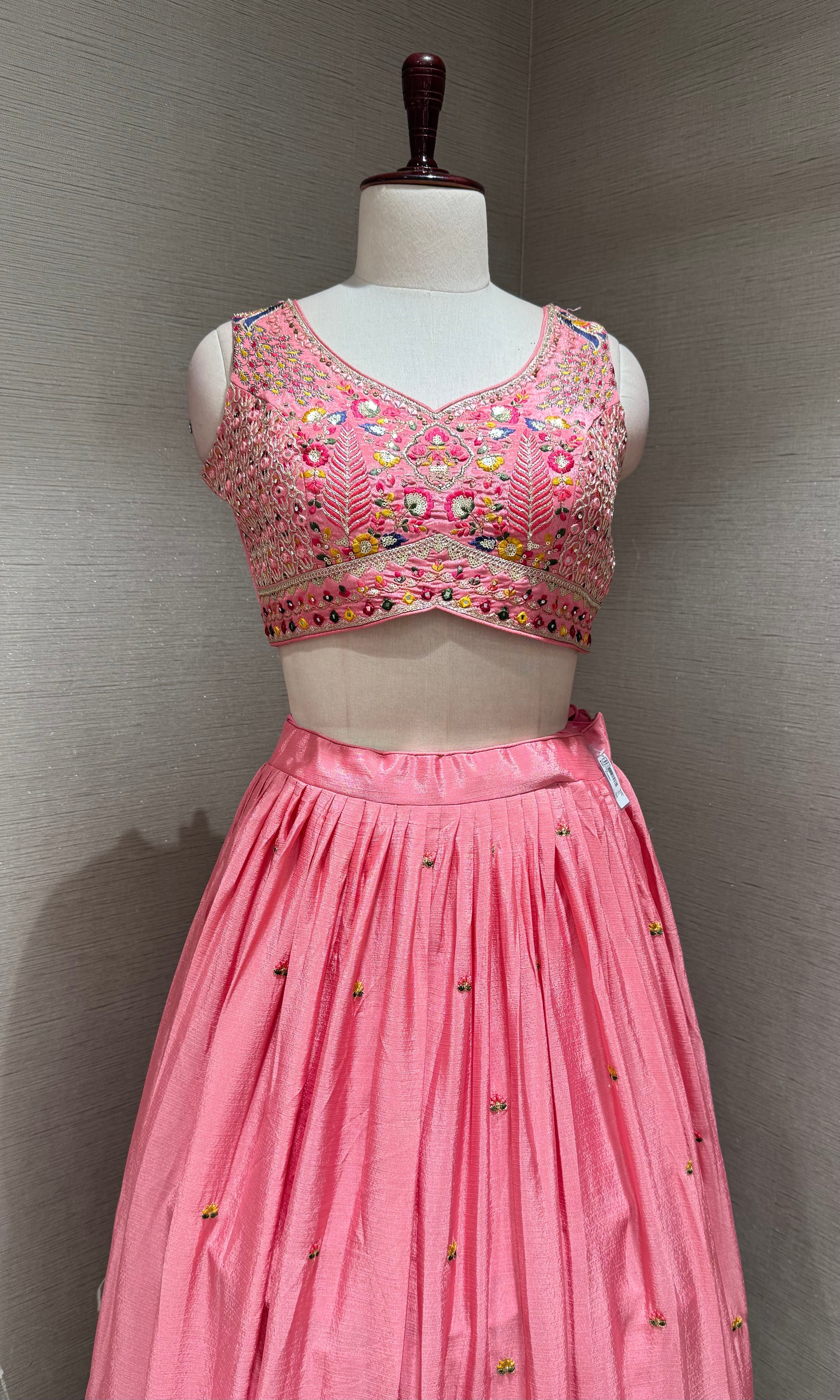 Pink Embroidered Lehenga Set