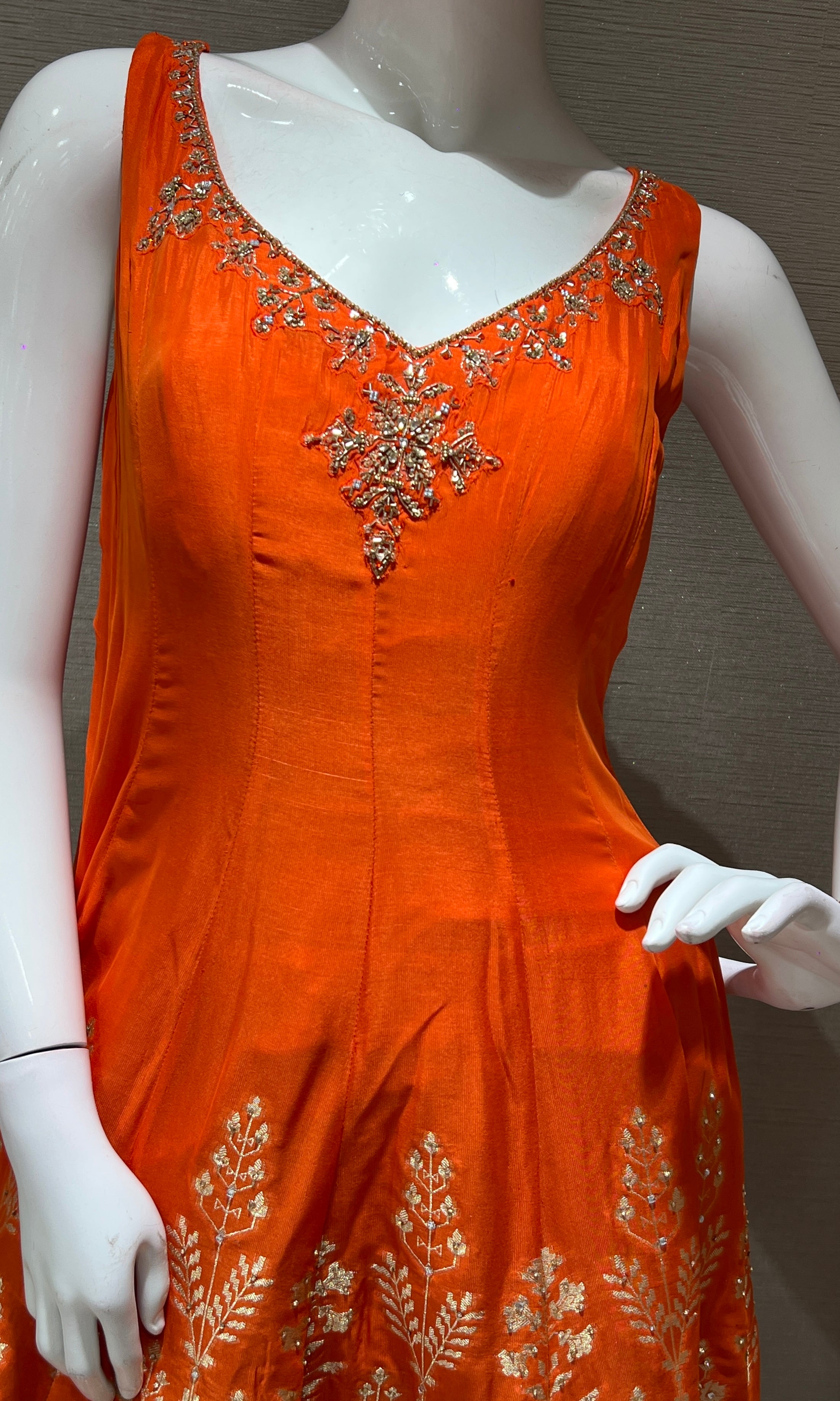 Rust GOLD MOTIF Anarkali WITH PALAZZO PANTS