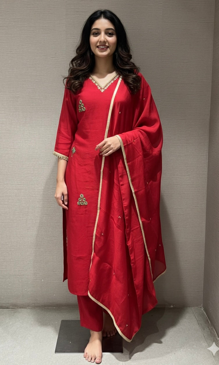 RED KURTA SET
