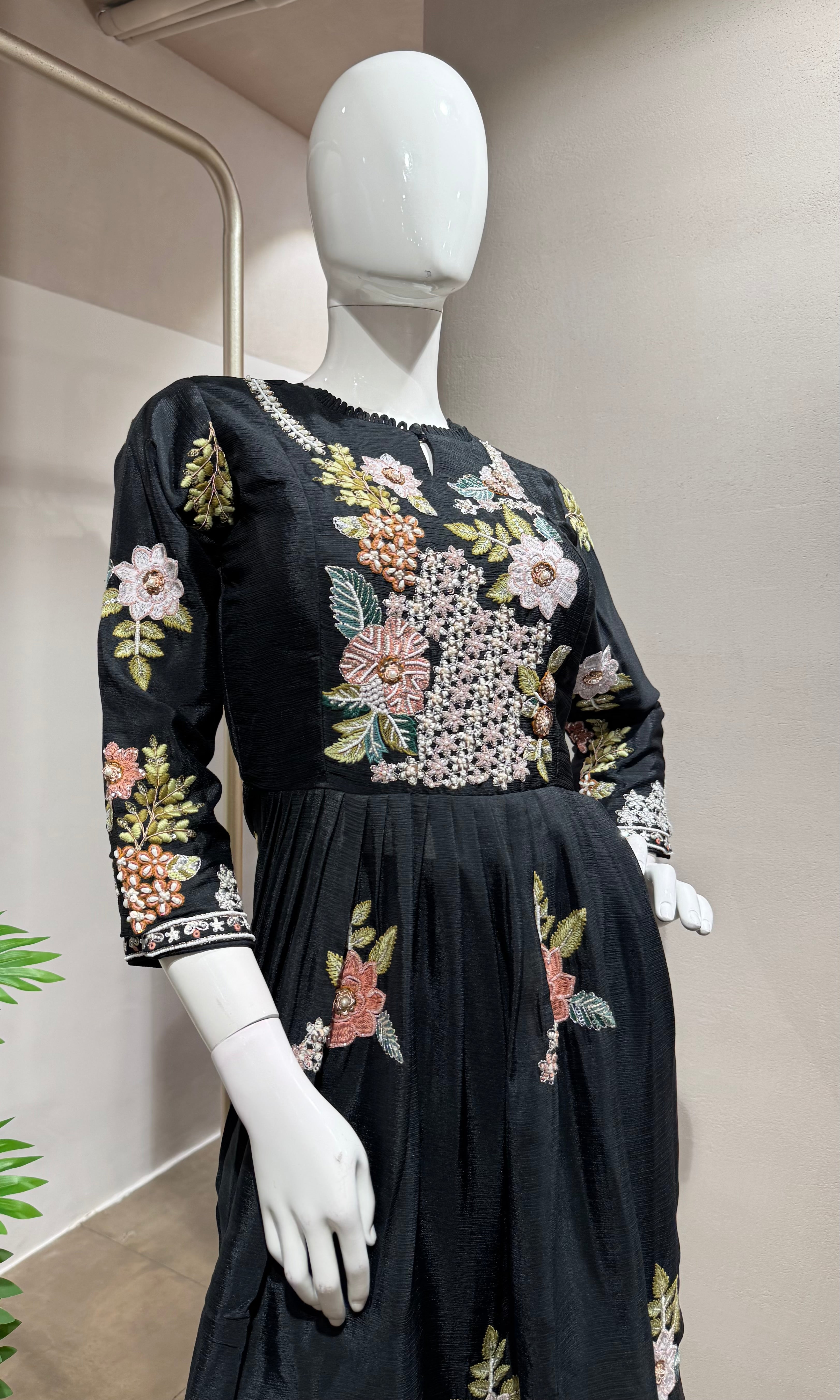 Black Floral Embroidered PALAZZO SET