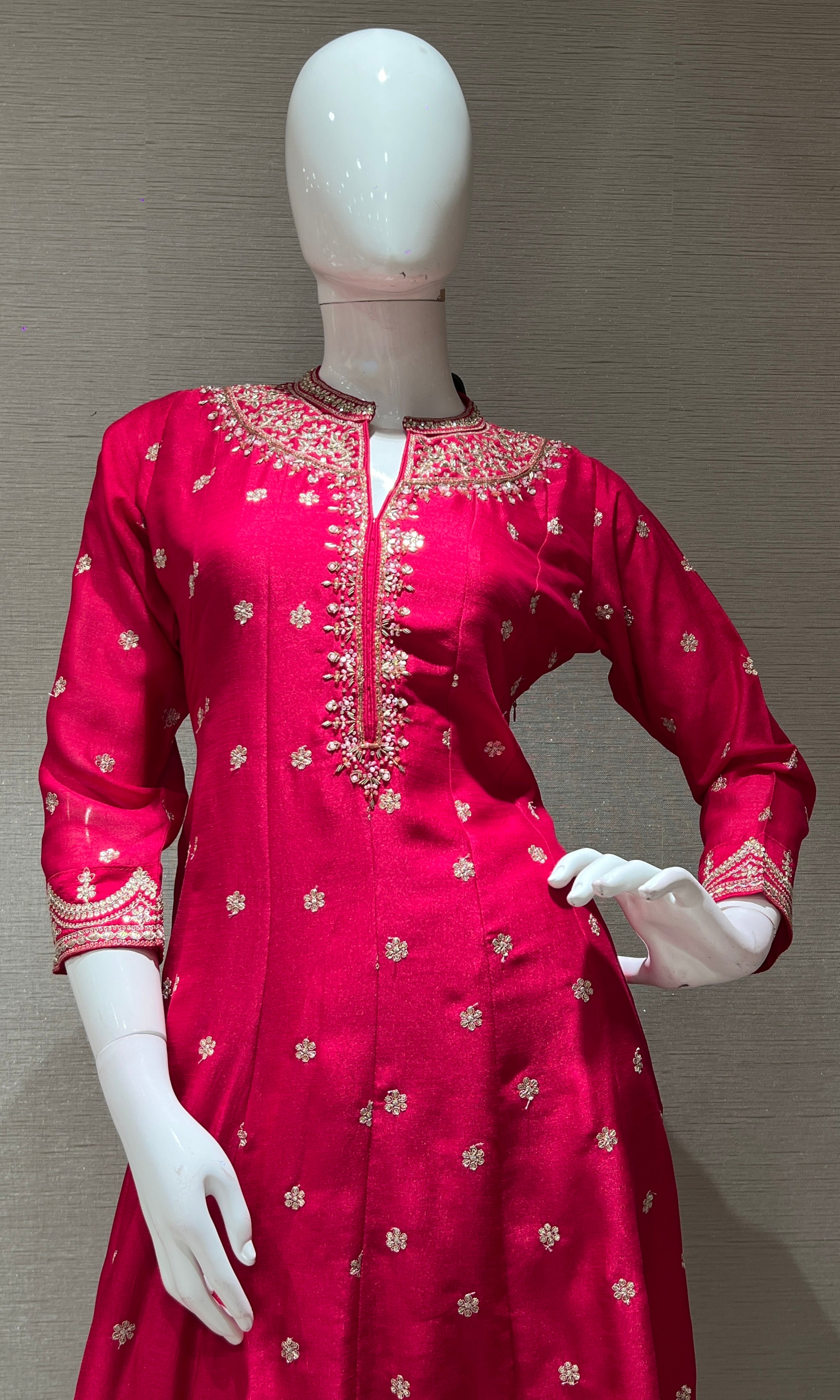 Rani pink EMBROIDERED Anarkali SET