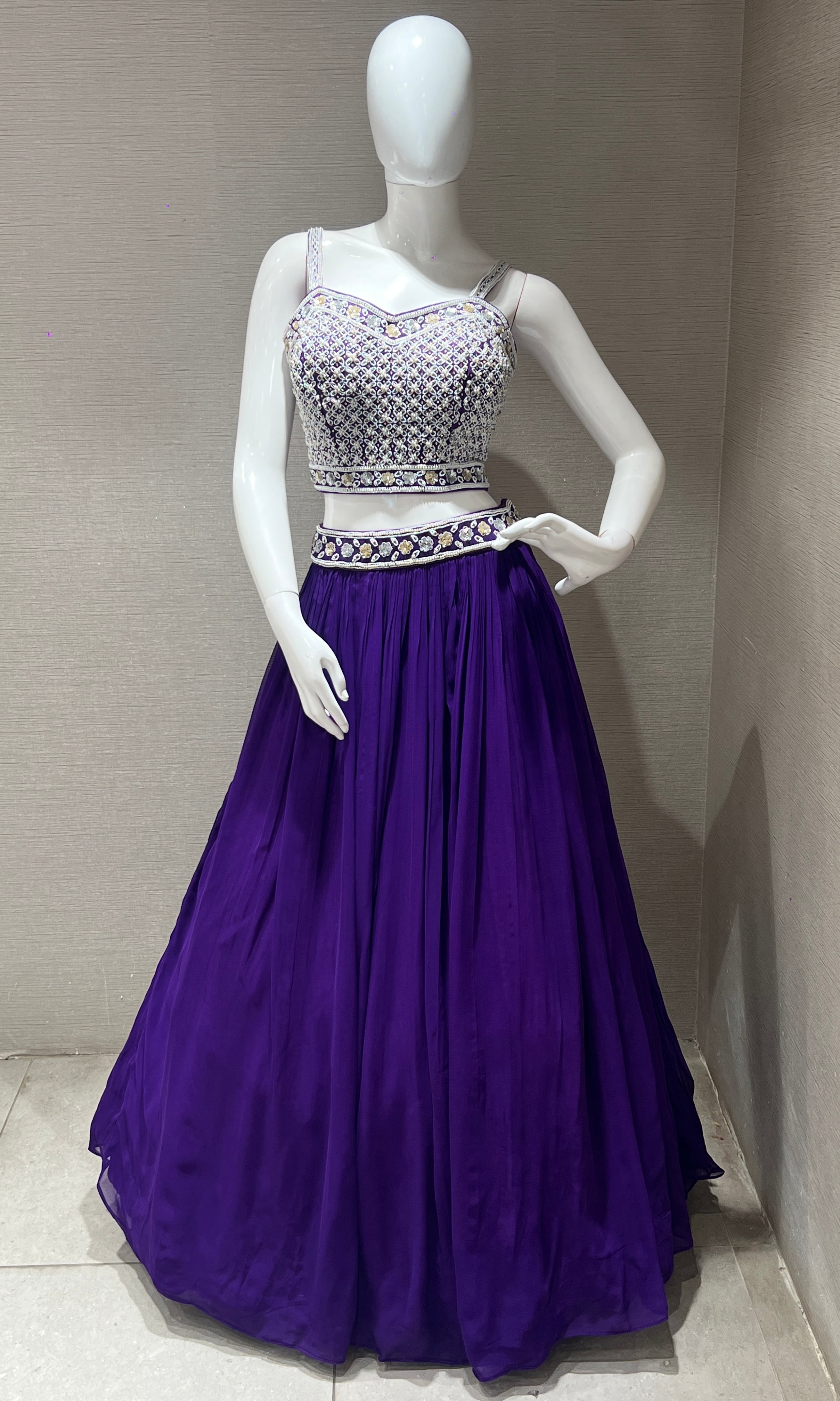 purple Lehenga with Sequin Blouse