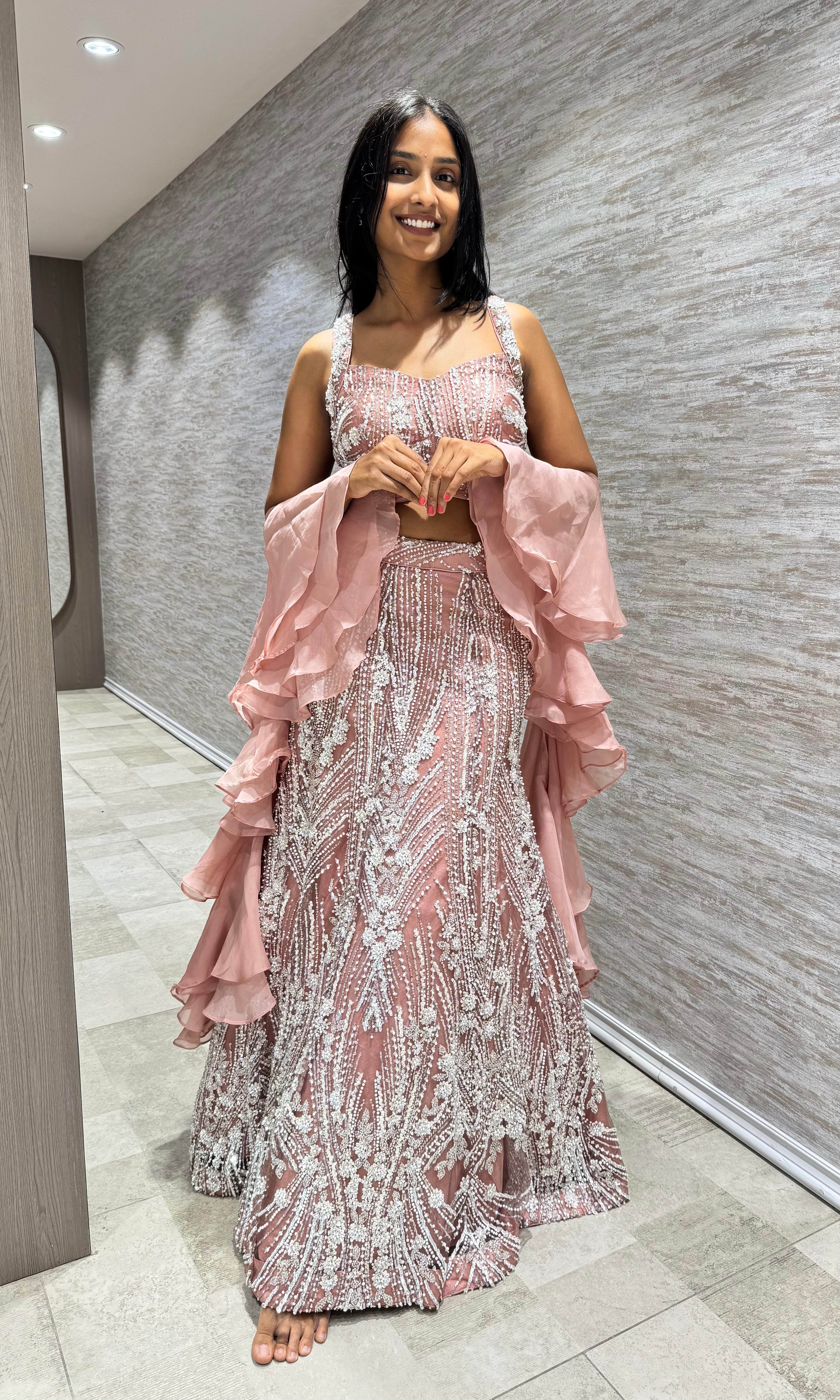 ONION PINK INTRICATE EMBROIDERED LEHENGA