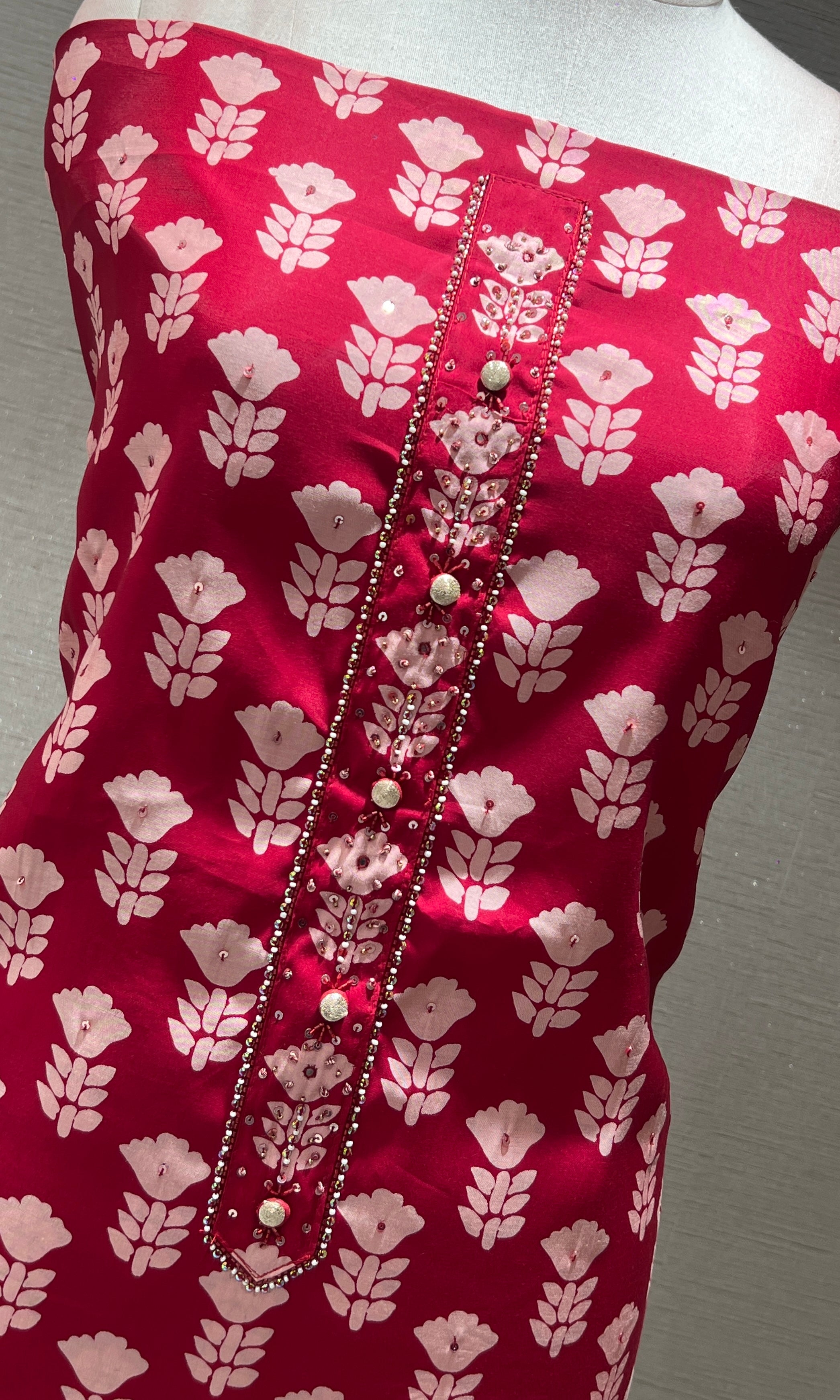 Maroon dress material