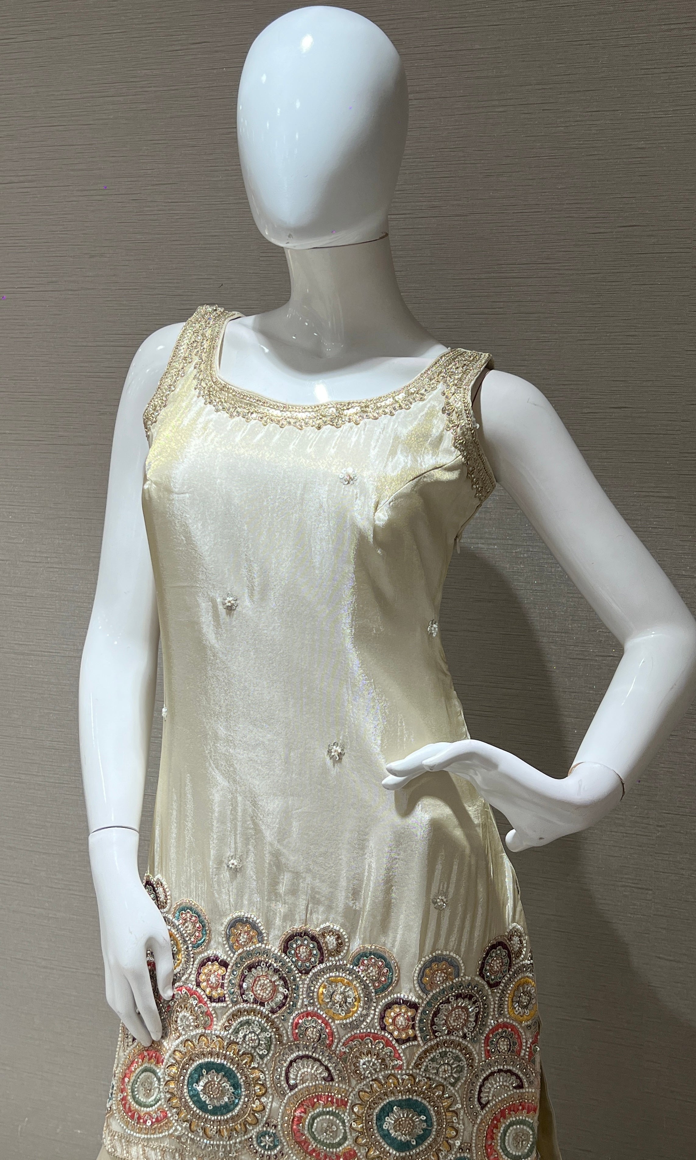 Ivory white shimmer tissue palazzo