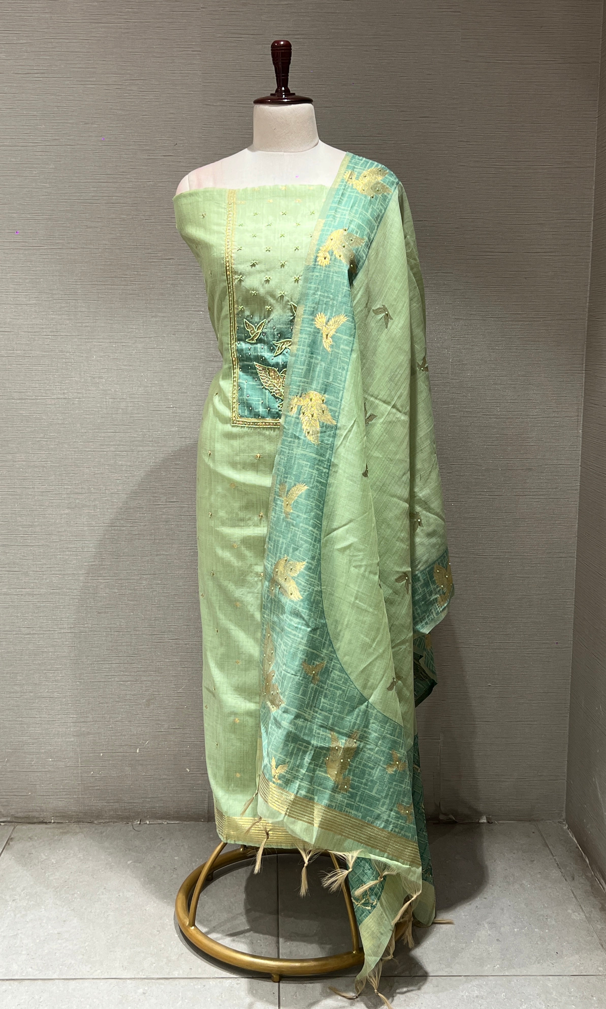 Green dress material