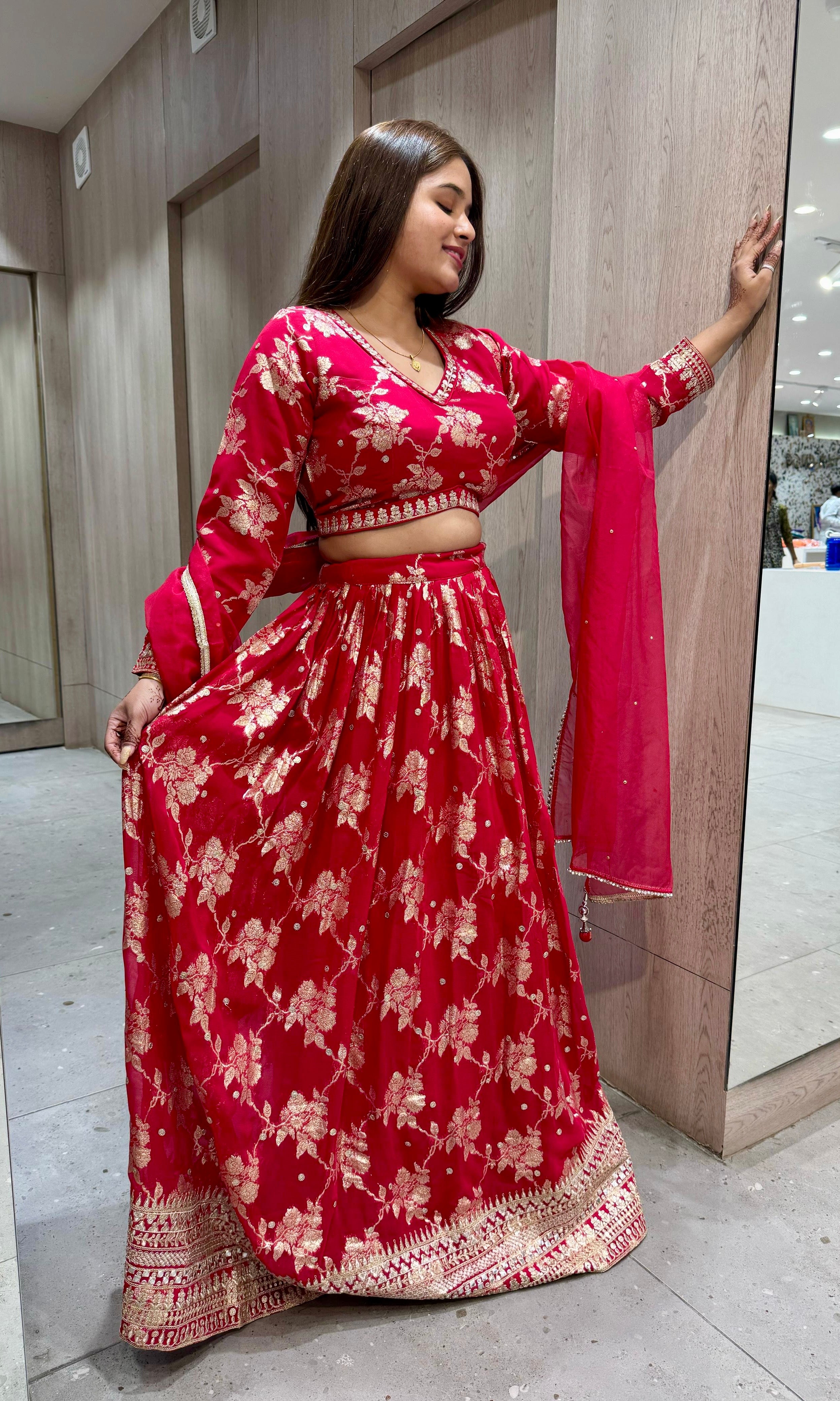 Rani pink Banarasi Lehenga