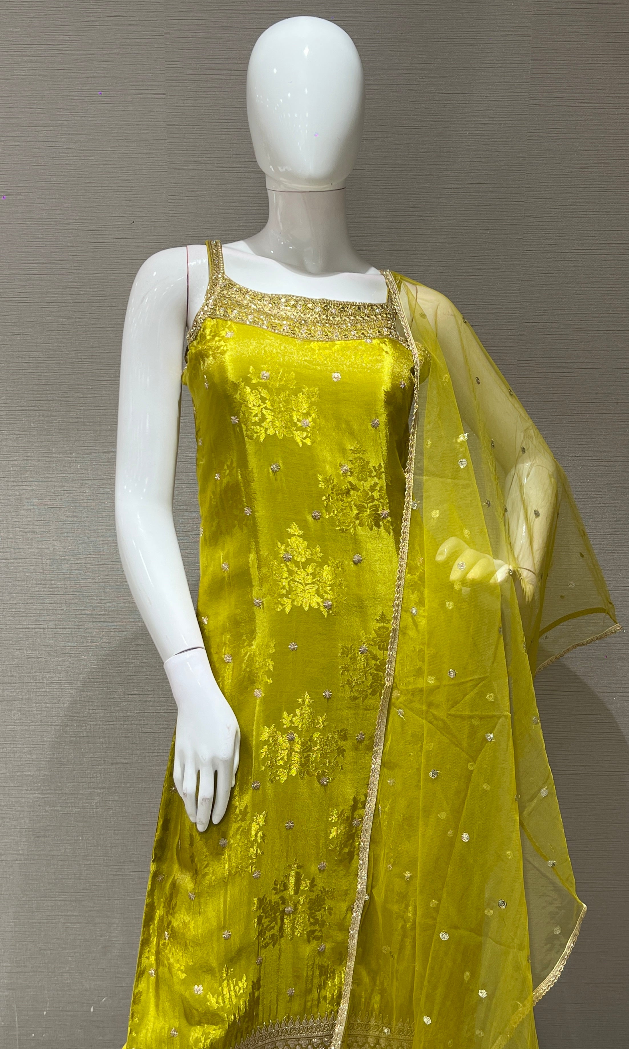 Mehandi greeN and gold embroidered KURTA SET