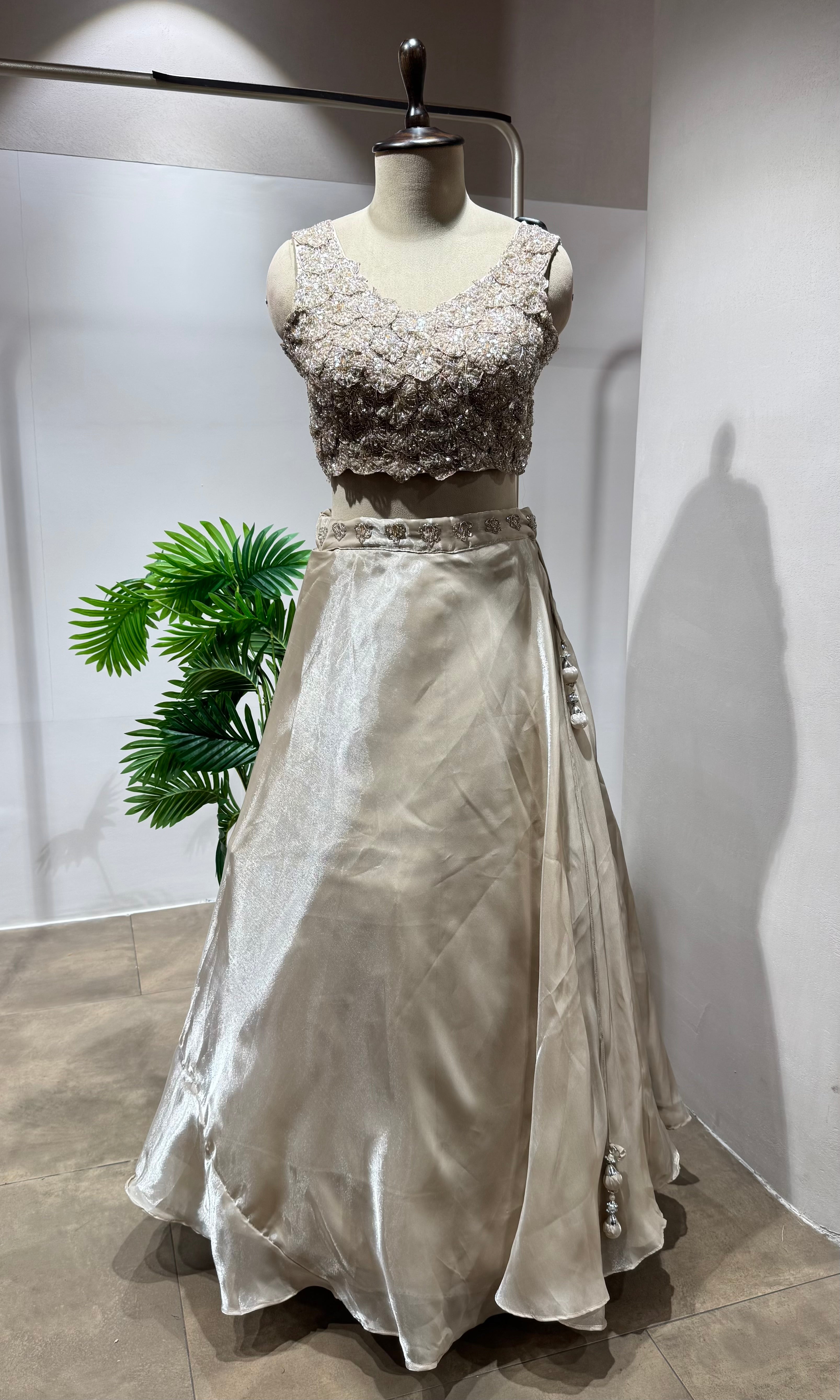 FAWN Lehenga Set with Embroidered Blouse & Dupatta