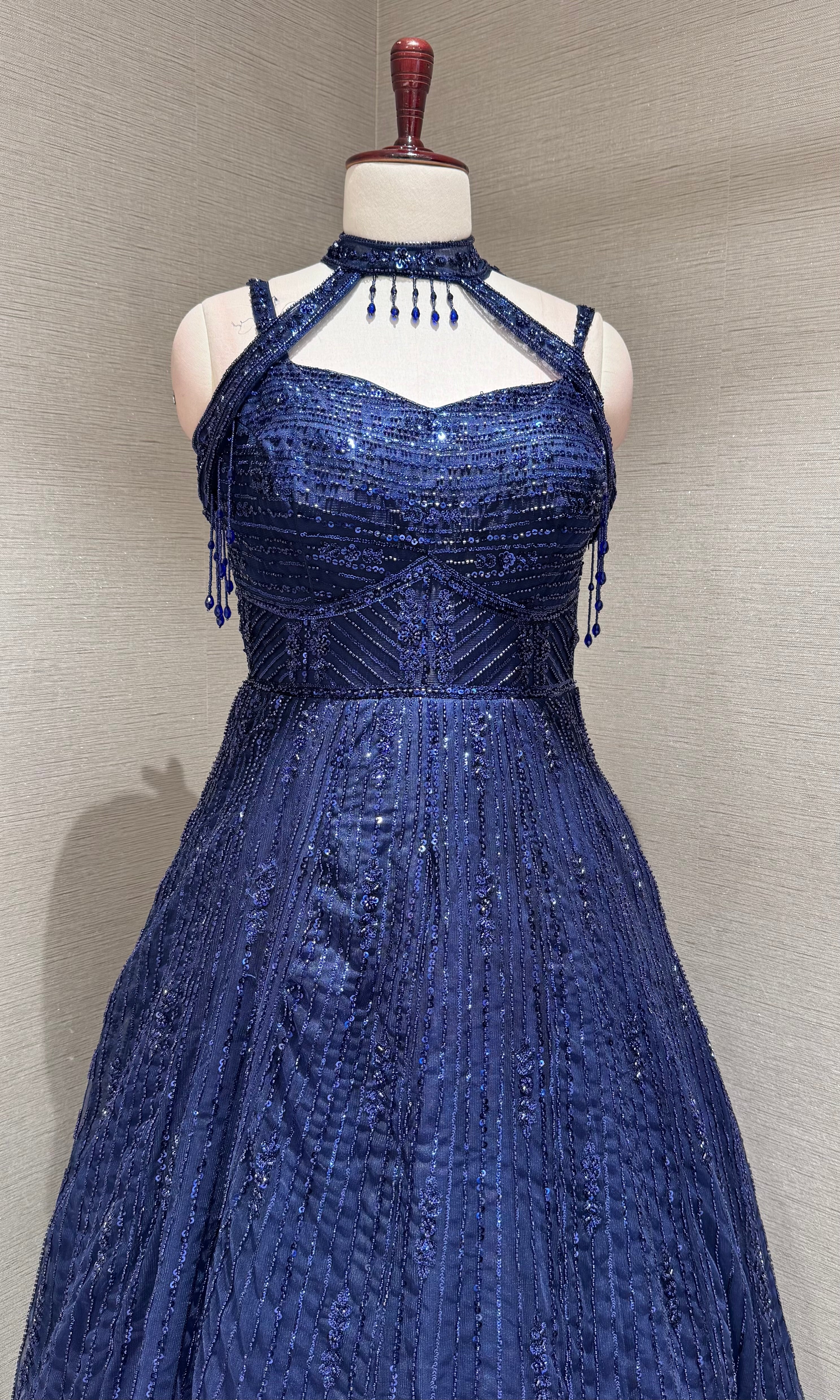 Royal Blue Halter Neck Ballgown