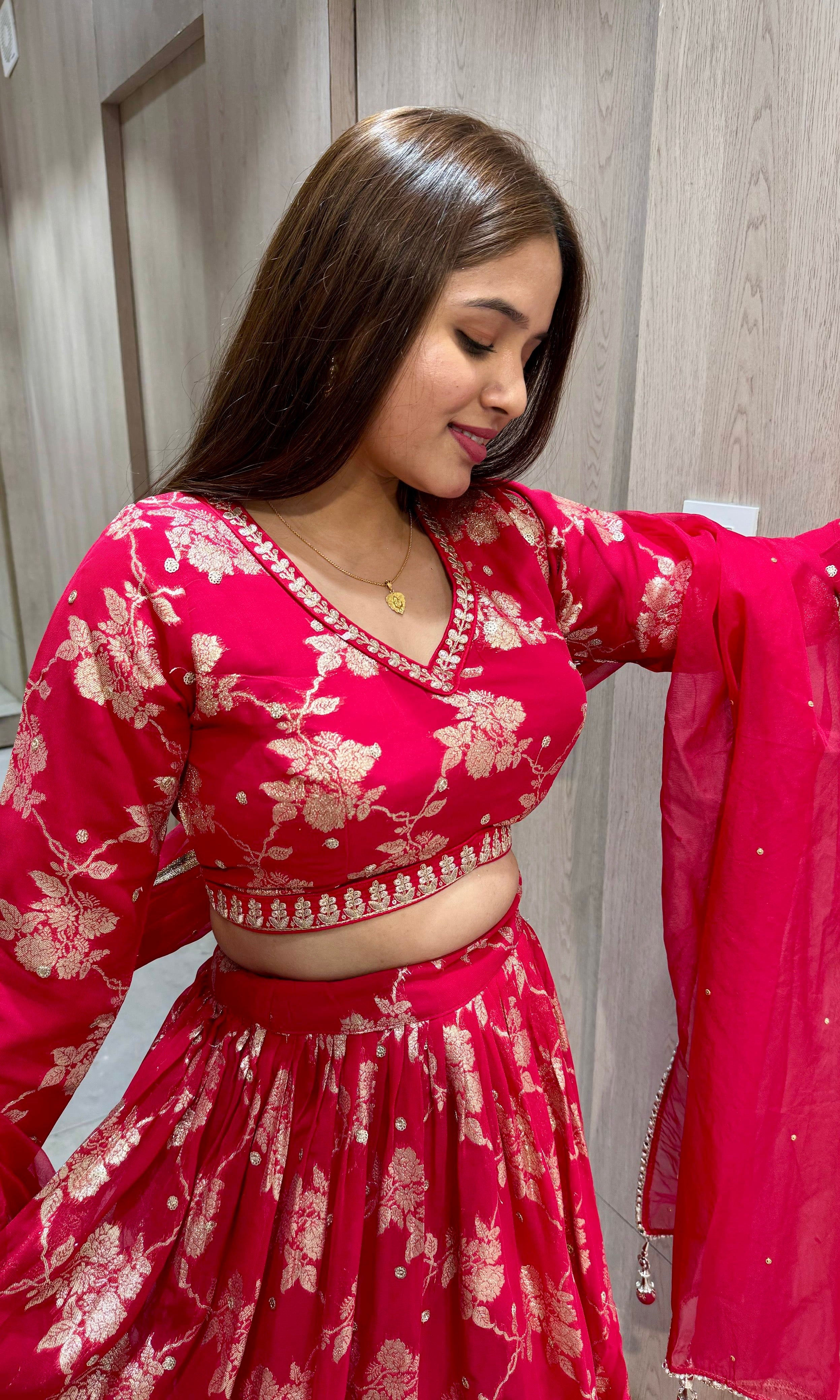 Rani pink Banarasi Lehenga