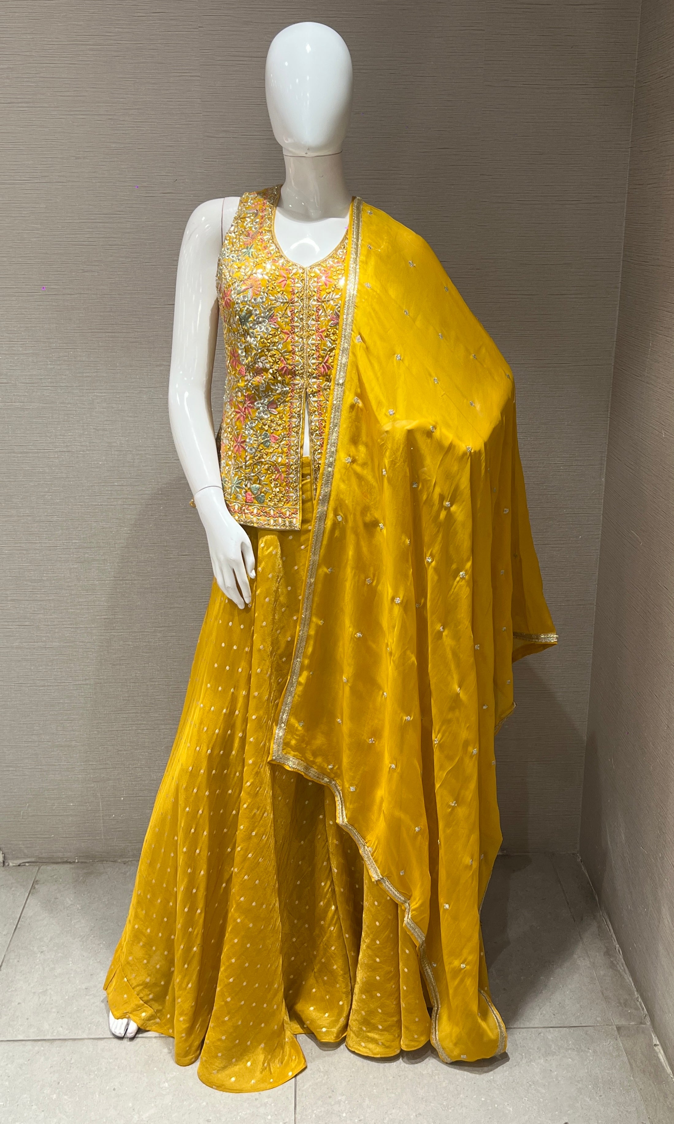Sunshine Yellow embroidered sharara palazzo