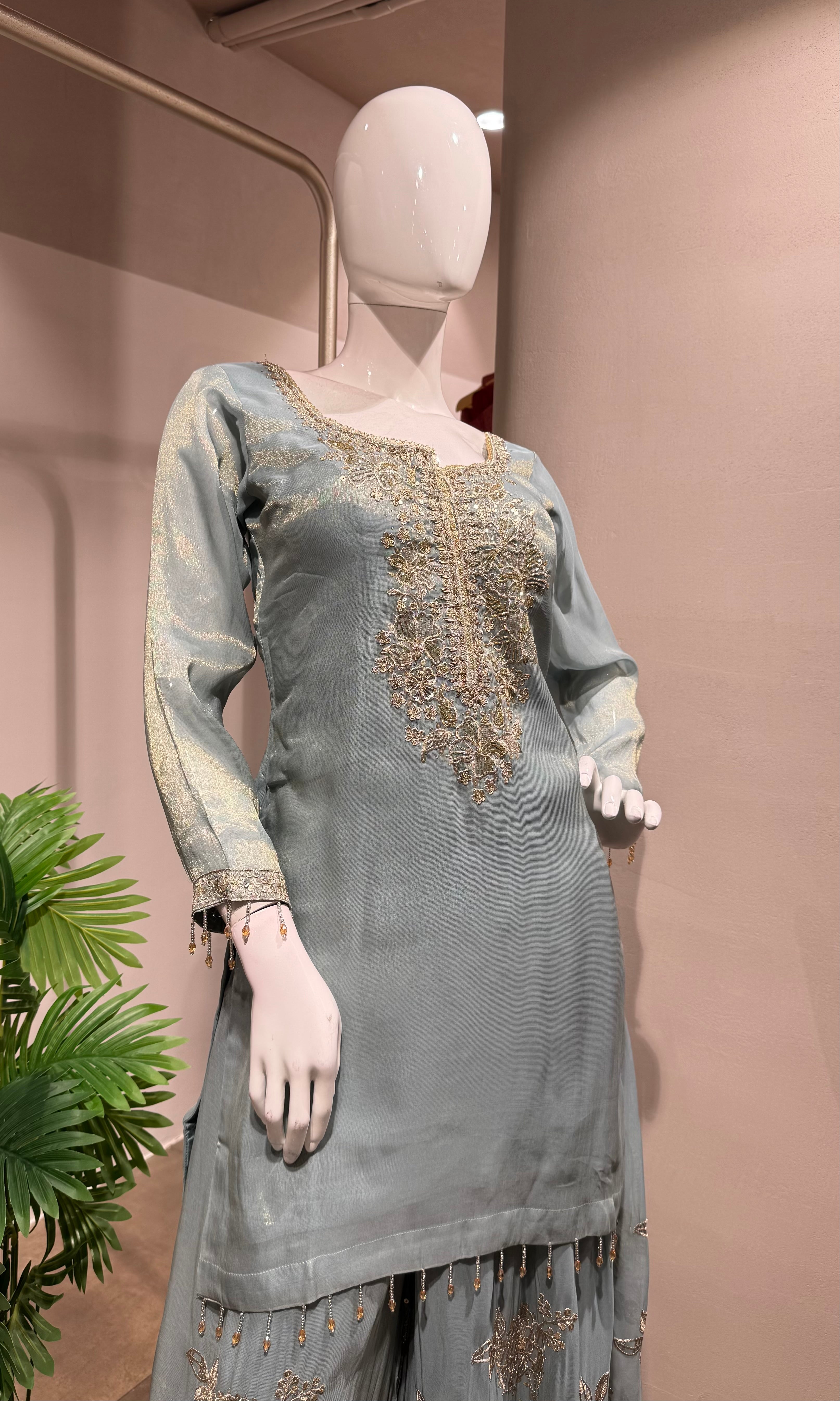 BLUE GOLDEN EMBROIDERED Sharara SET
