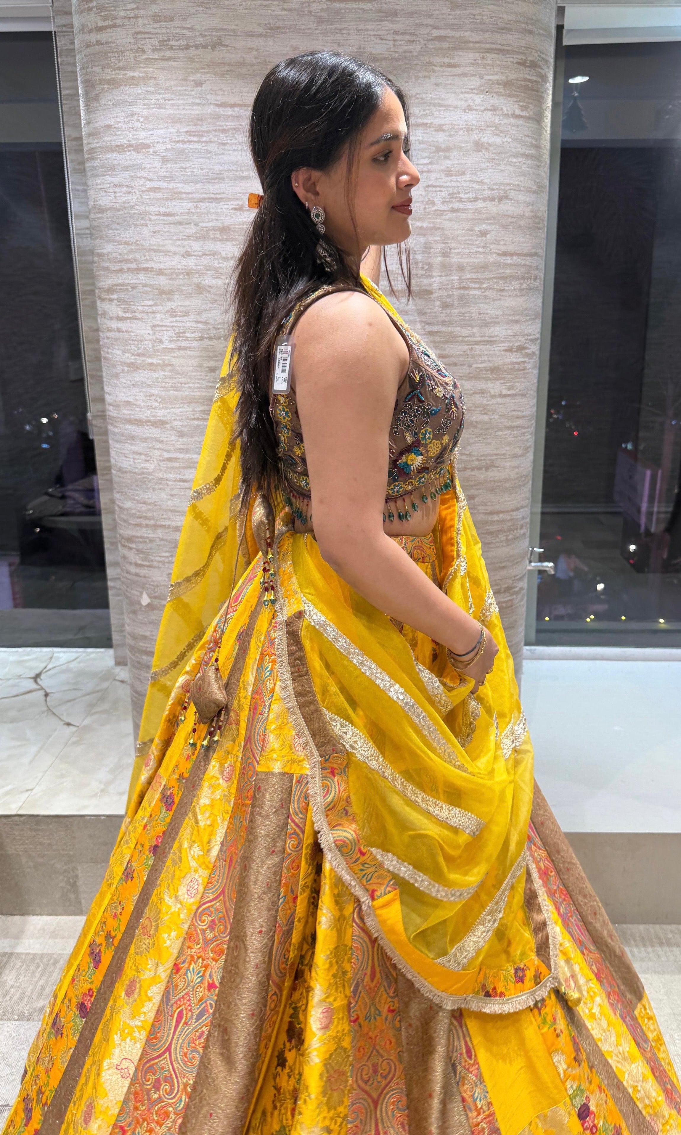 Mustard yellow EMBROIDERED Lehenga