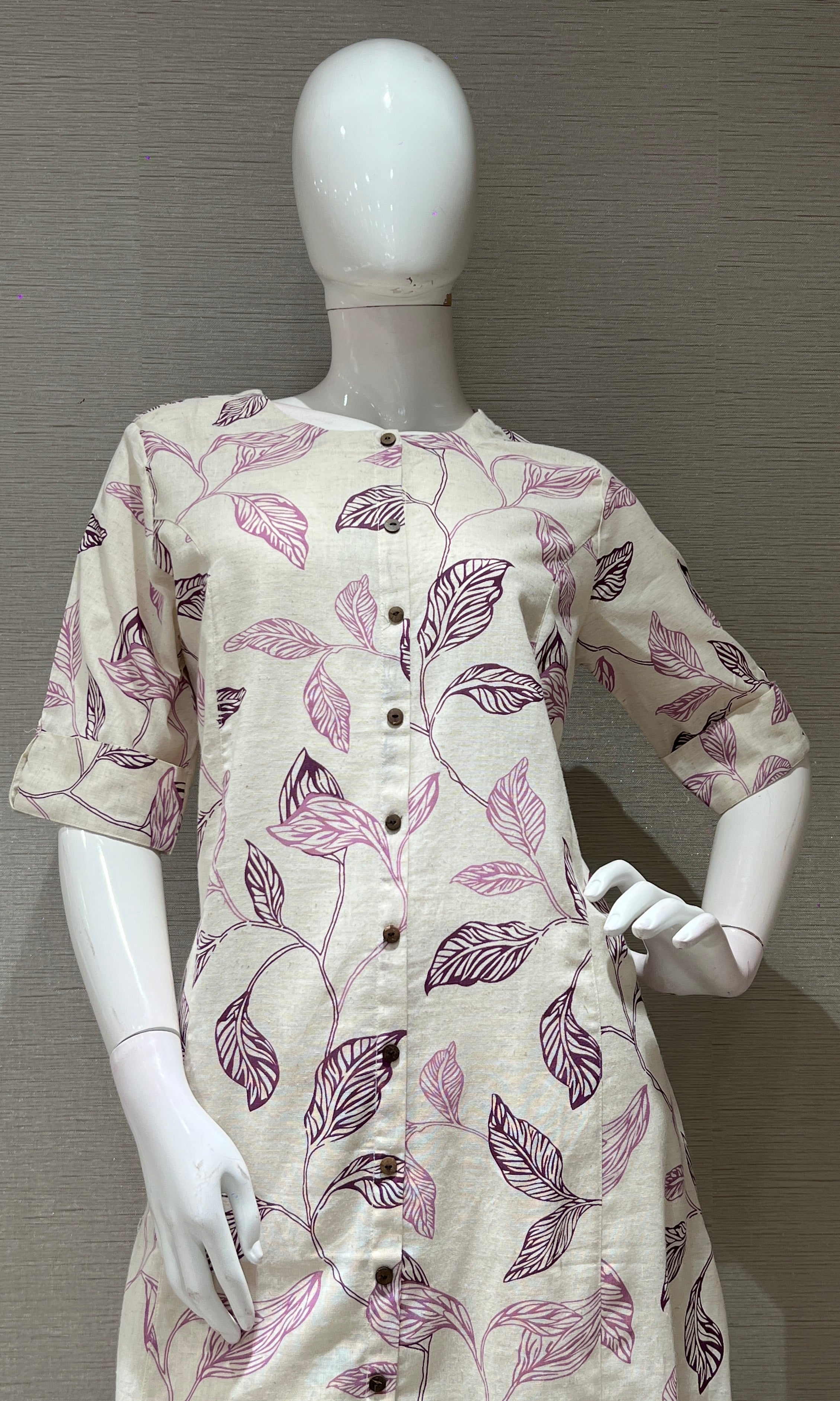 Purple FLORAL PRINT KURTI WITH BOTTOM