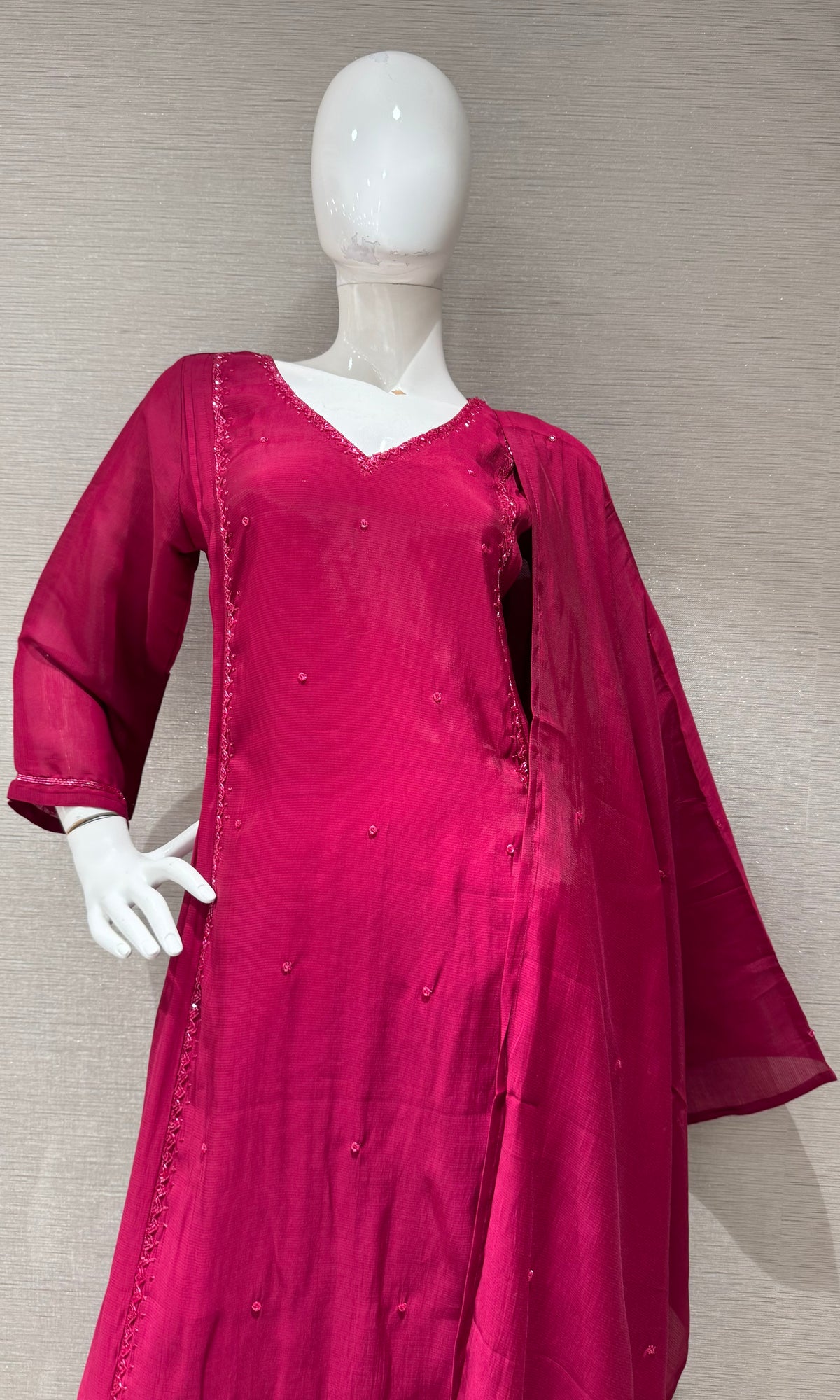 Wine A line Cotton Kurta Set with Dupatta
