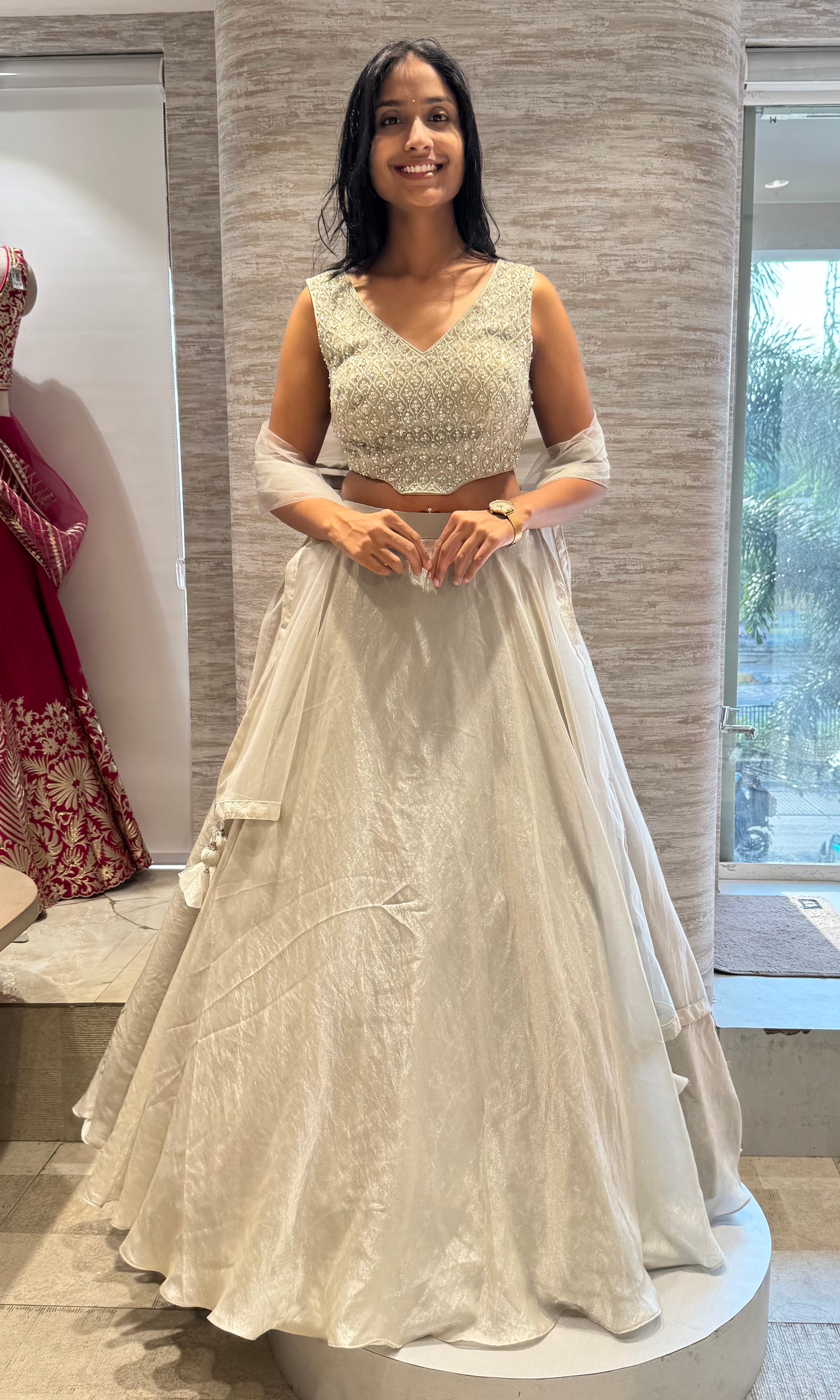 Silver Crystal EMBROIDERED LEHENGA