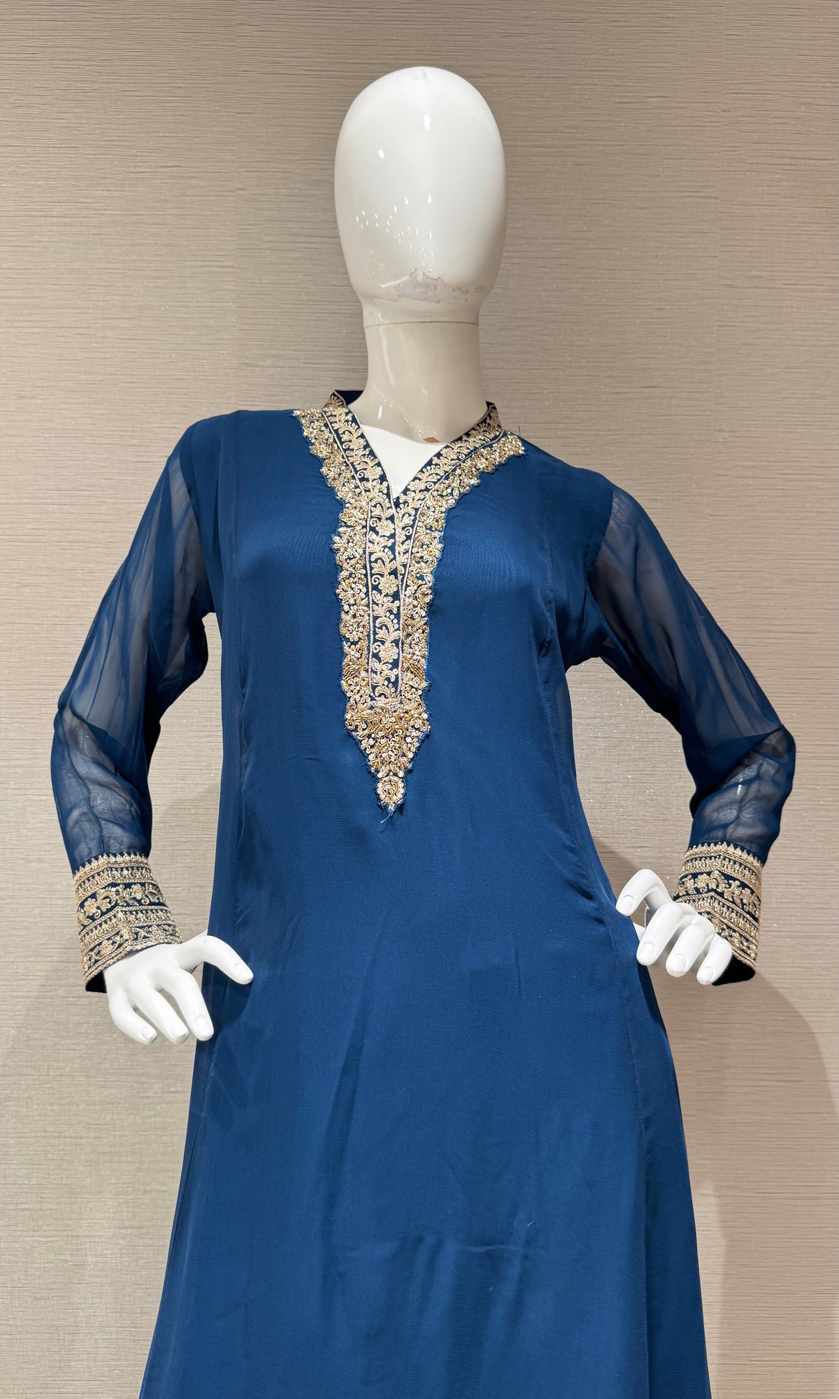 Peacock Blue Embroidered Salwar Silk Kurta Set with Dupatta