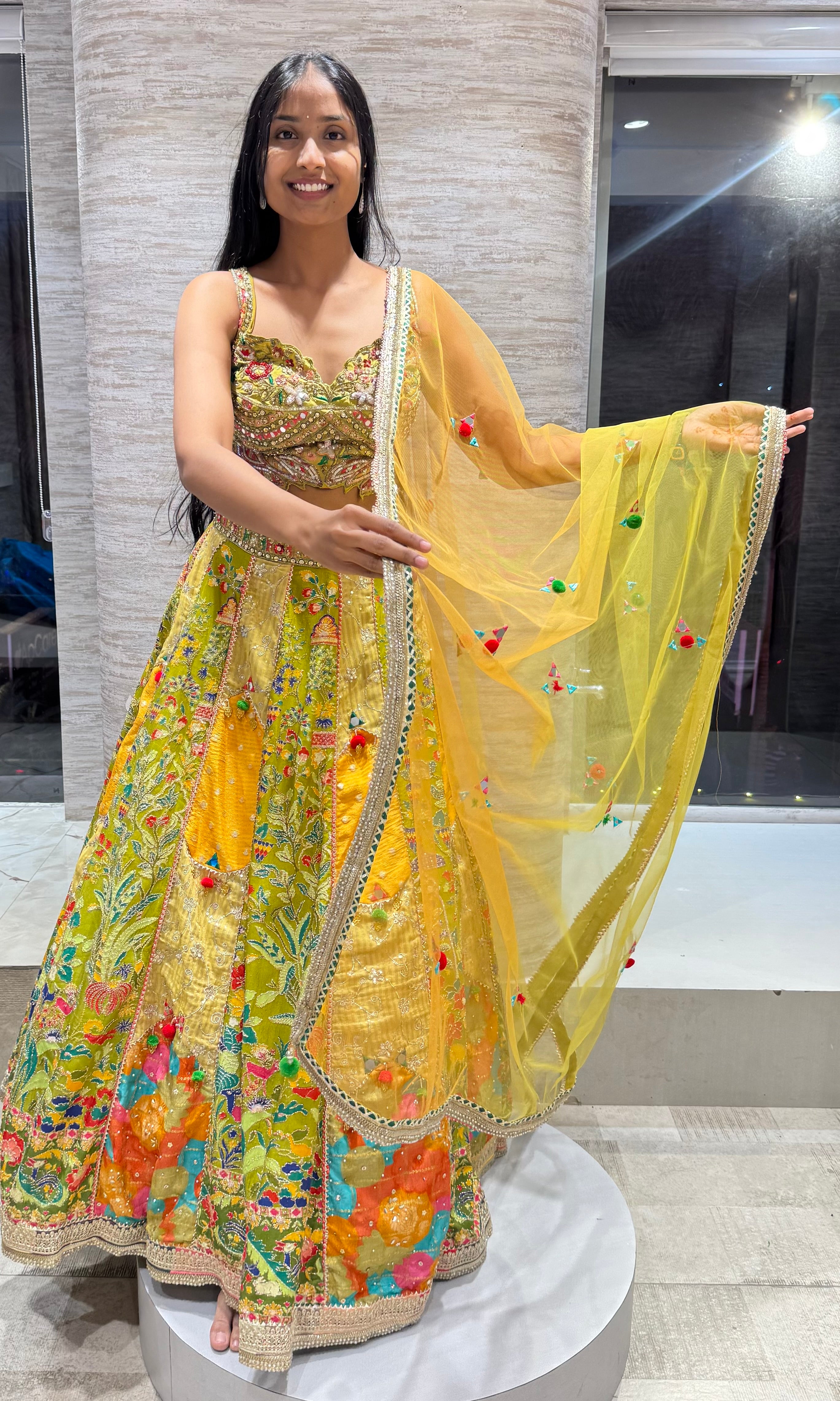 Mehandi green Floral Lehenga