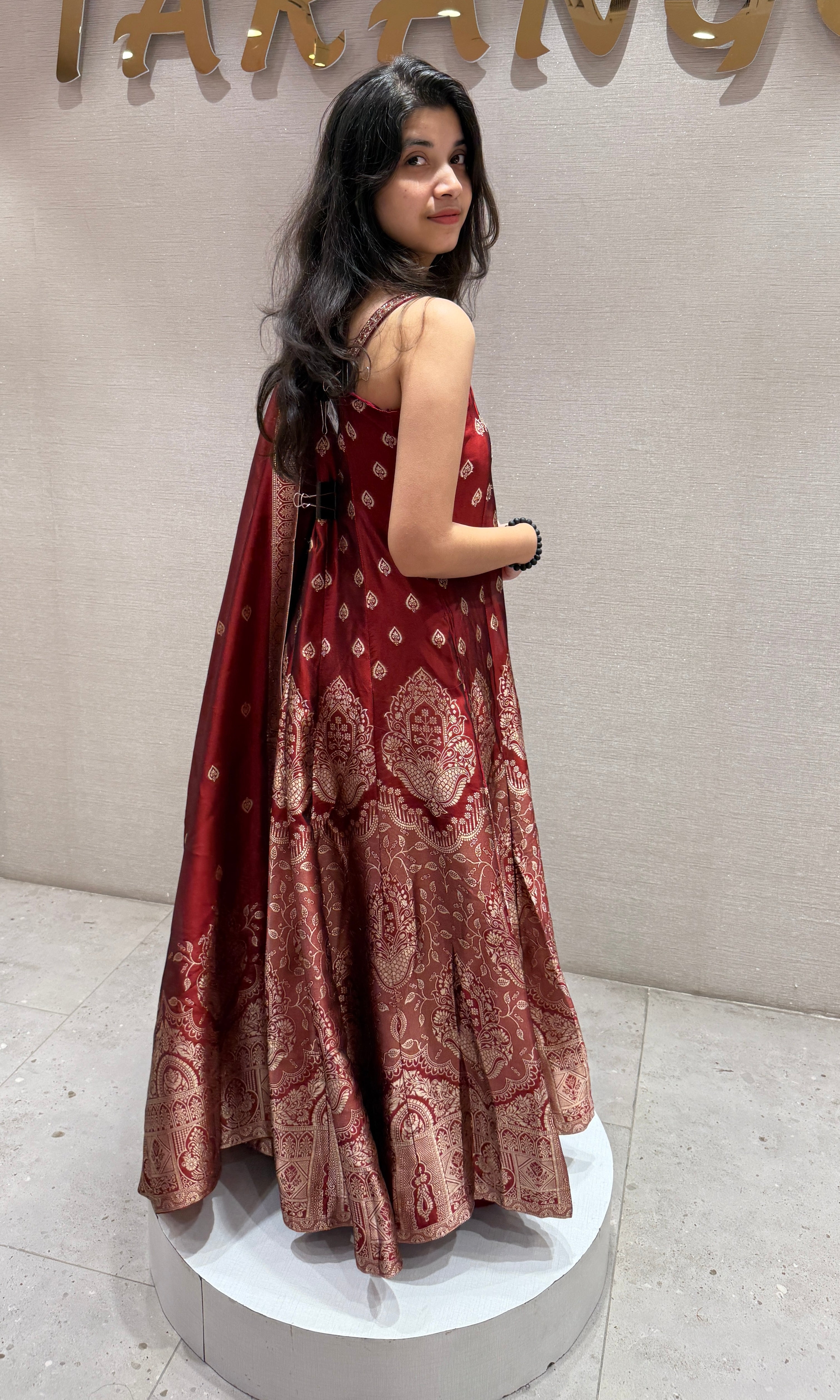 Maroon Banarasi Anarkali SET