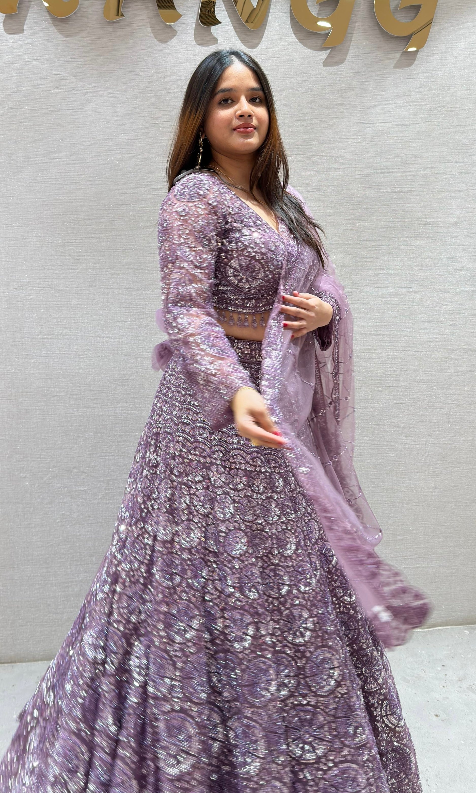 Light PURPLE HEAVY EMBROIDERED Lehenga