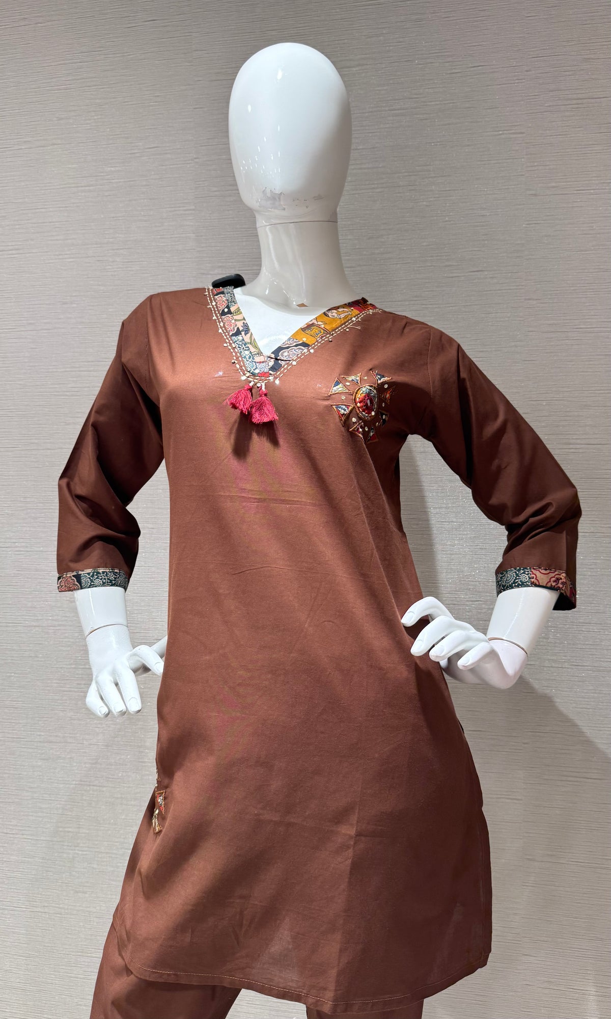 Brown Floral Cord Set